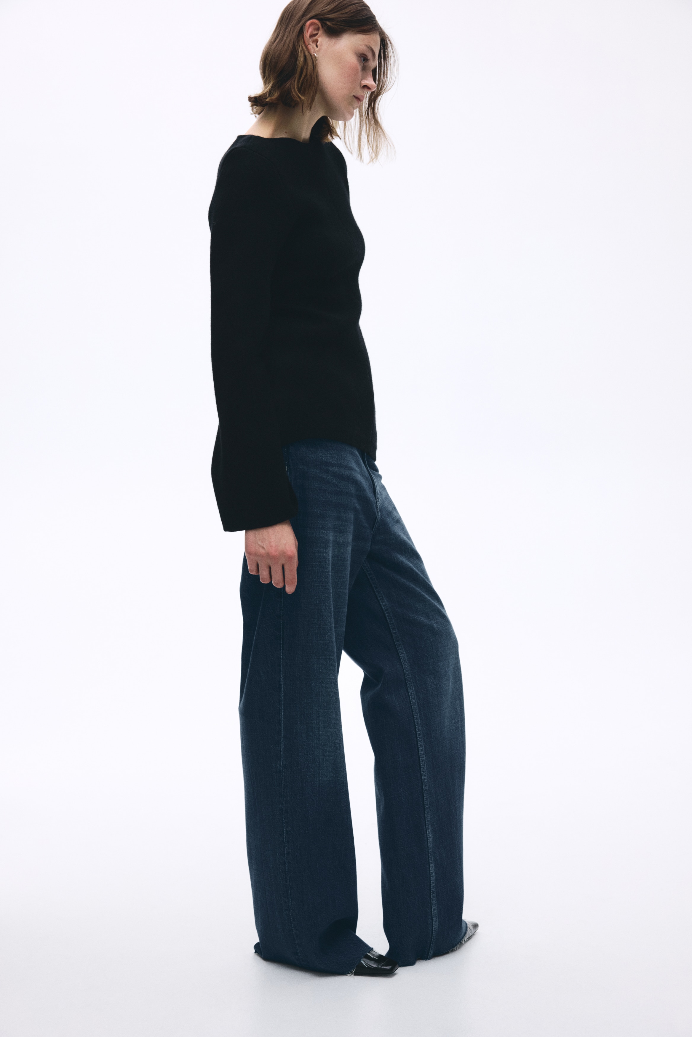 未使用 mertra Mサイズ ダークブルー ワイドレッグデニム tsukuru&lin ダークブルーワイドレッグデニムLサイズ - メルカリ