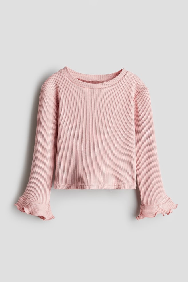Flare-sleeve jersey top - Light pink/White/Silver-coloured - 1