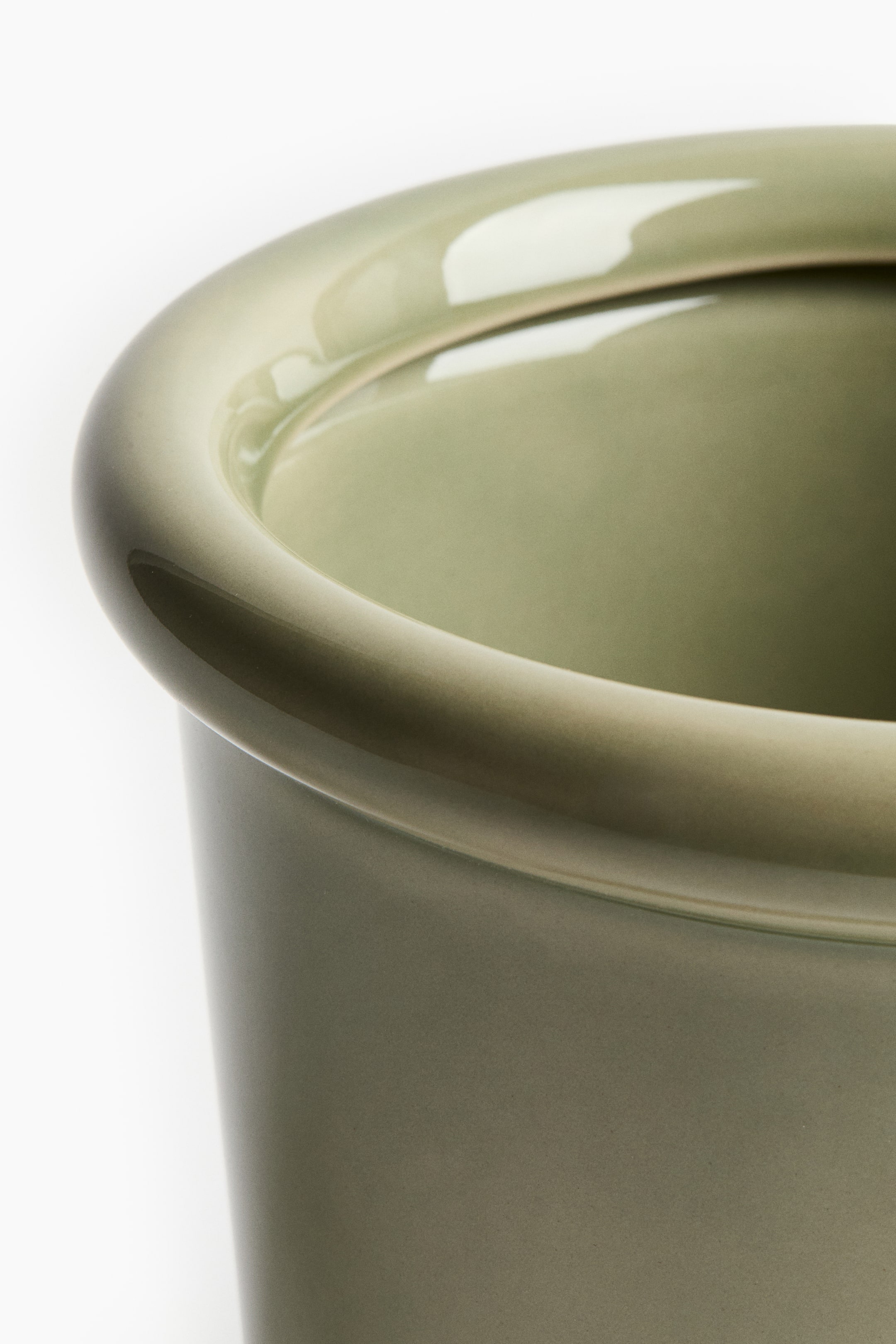 View larger image: Stoneware Plant Pot with Saucer - Light green | H&M CA 5