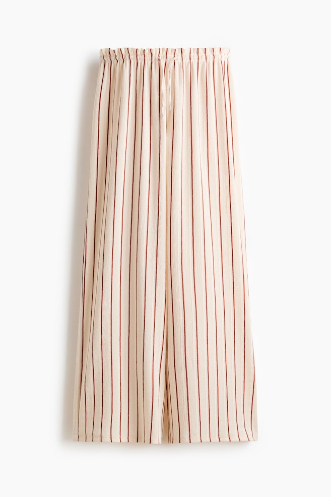 Crinkled paper bag trousers - Cream/Striped/Black - 1