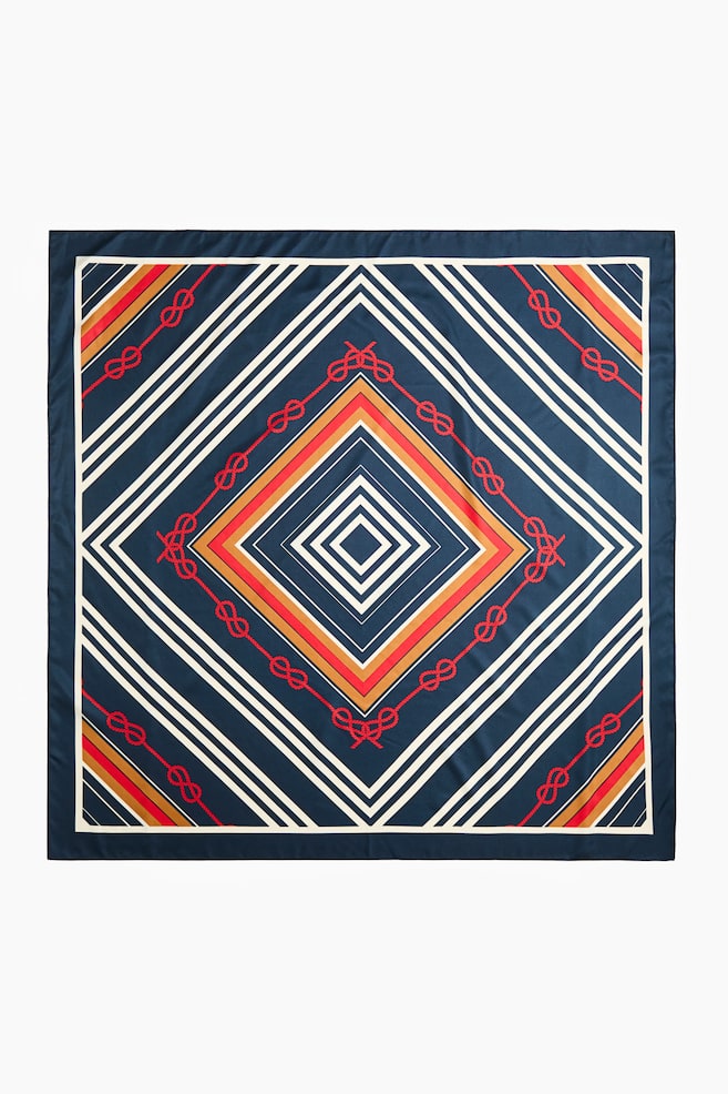 Sjaal met dessin - Marineblauw/knopen/Roomwit/print rondom/Zwart/paisleydessin/Lichtroze/dessin/Donkerbeige/paisleydessin - 1