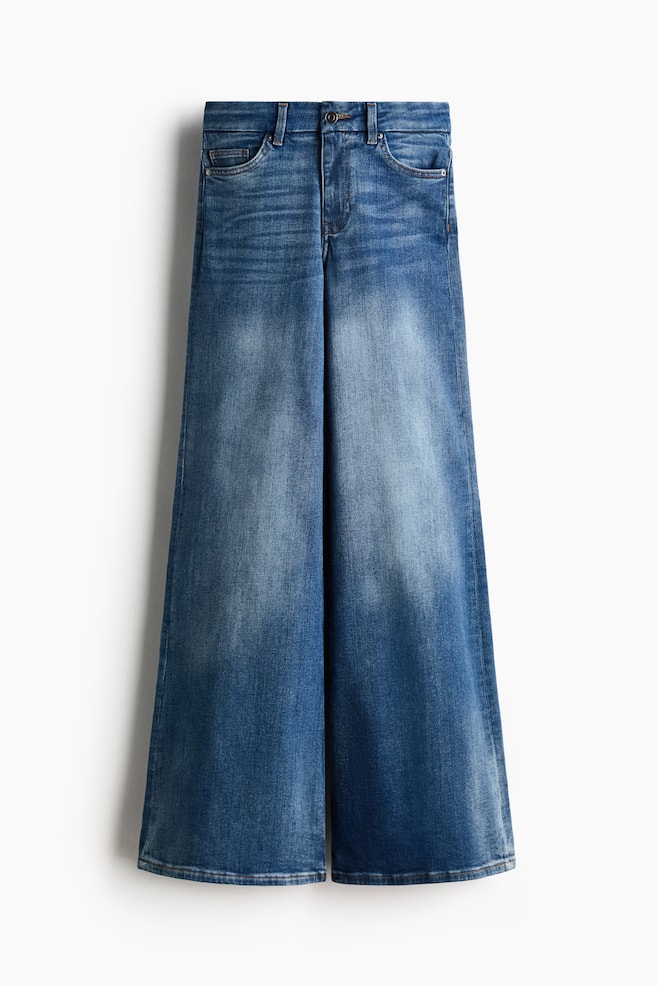 Wide High Jeans - Washed denim blue/Denim black/Dark blue/Light denim blue - 1