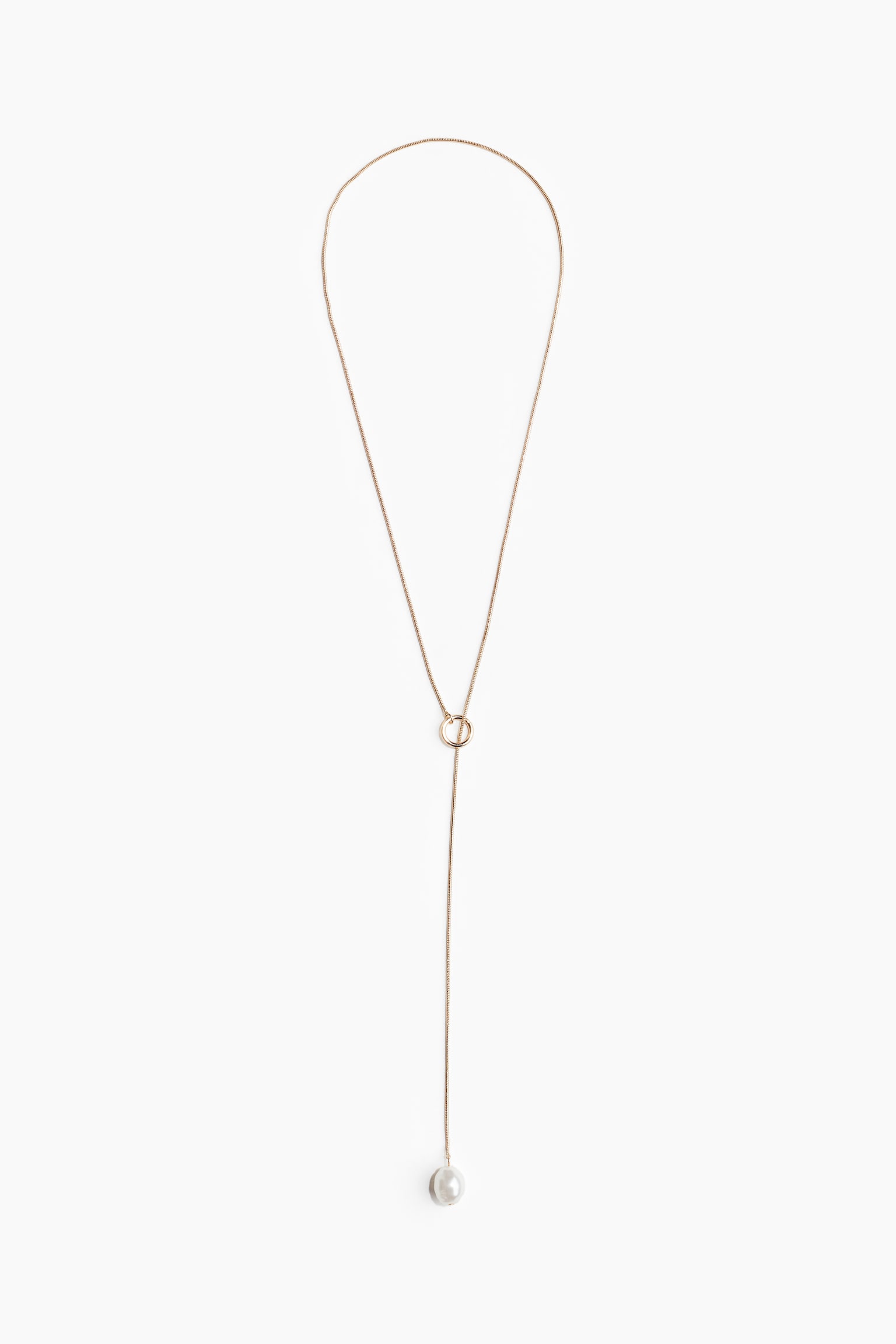 Lariat Necklace - Gold colour/White/Silver colour - 2