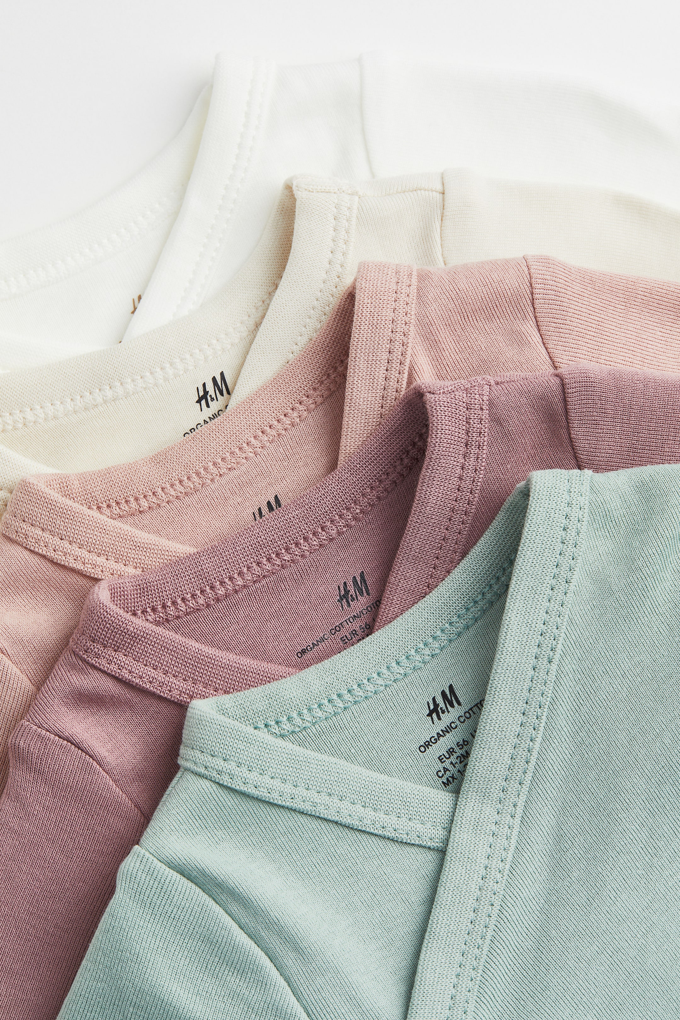 이미지 확대 보기: 랩스타일 바디수트 5피스 세트 - 파우더 핑크/라이트 그린 - Kids | H&M KR 3