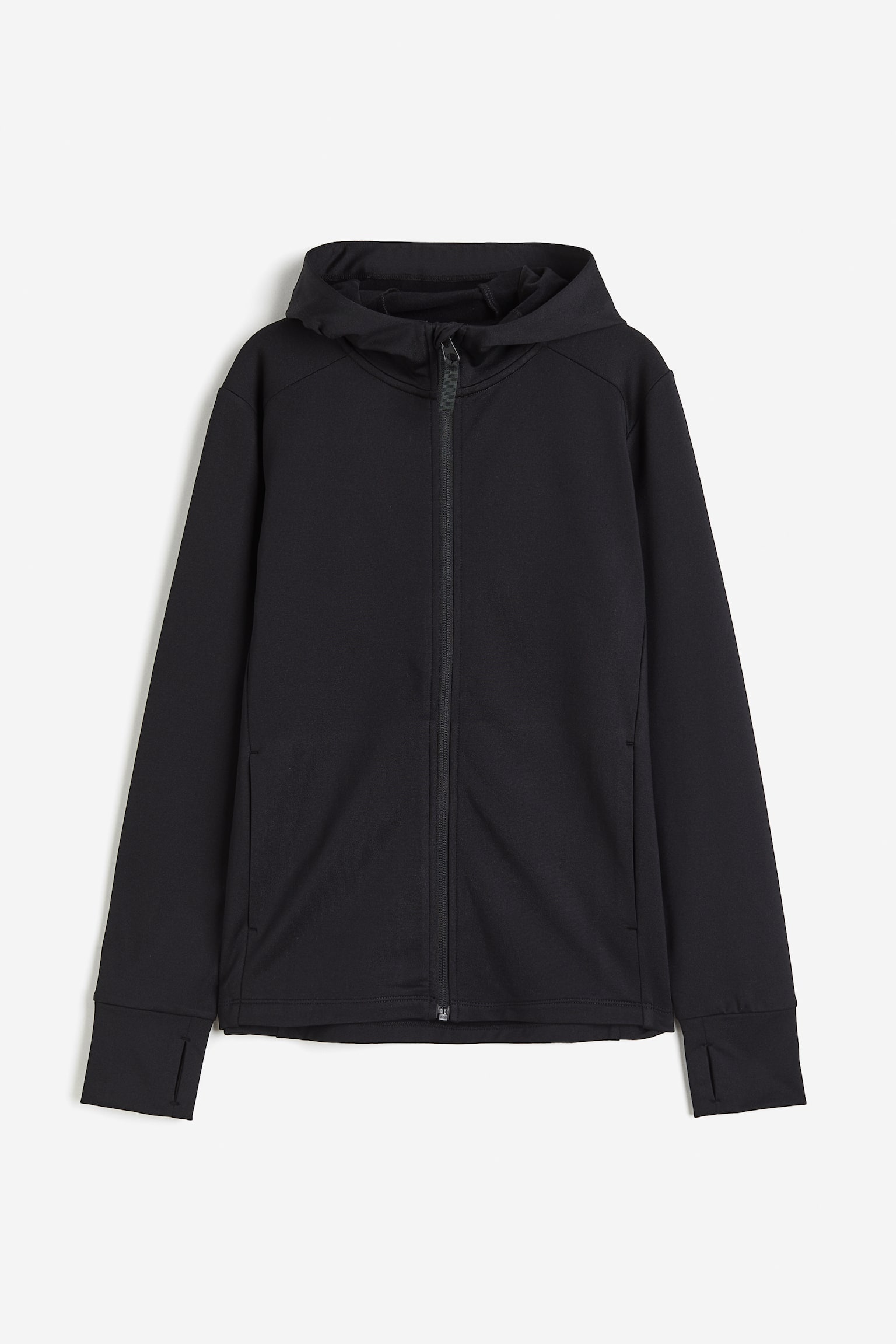 Warm Zip Up Activewear Hoodie - Black - 1