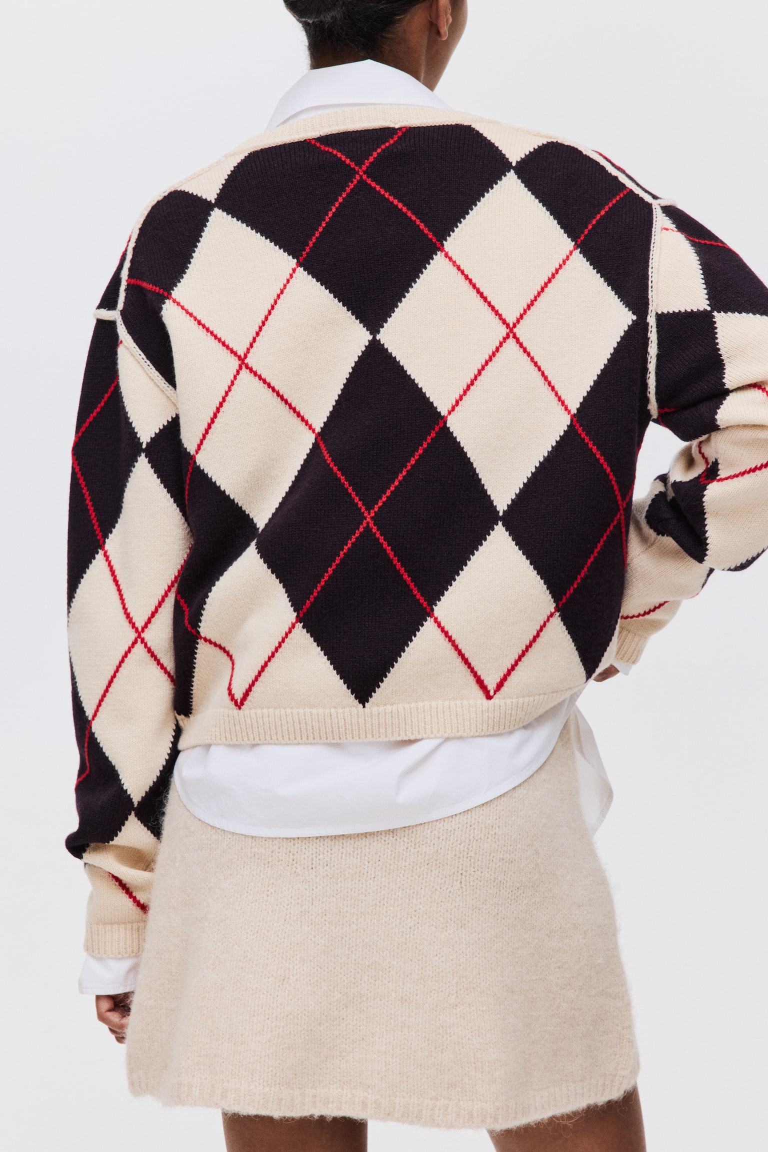 Knitted mini skirt - Light beige - 4