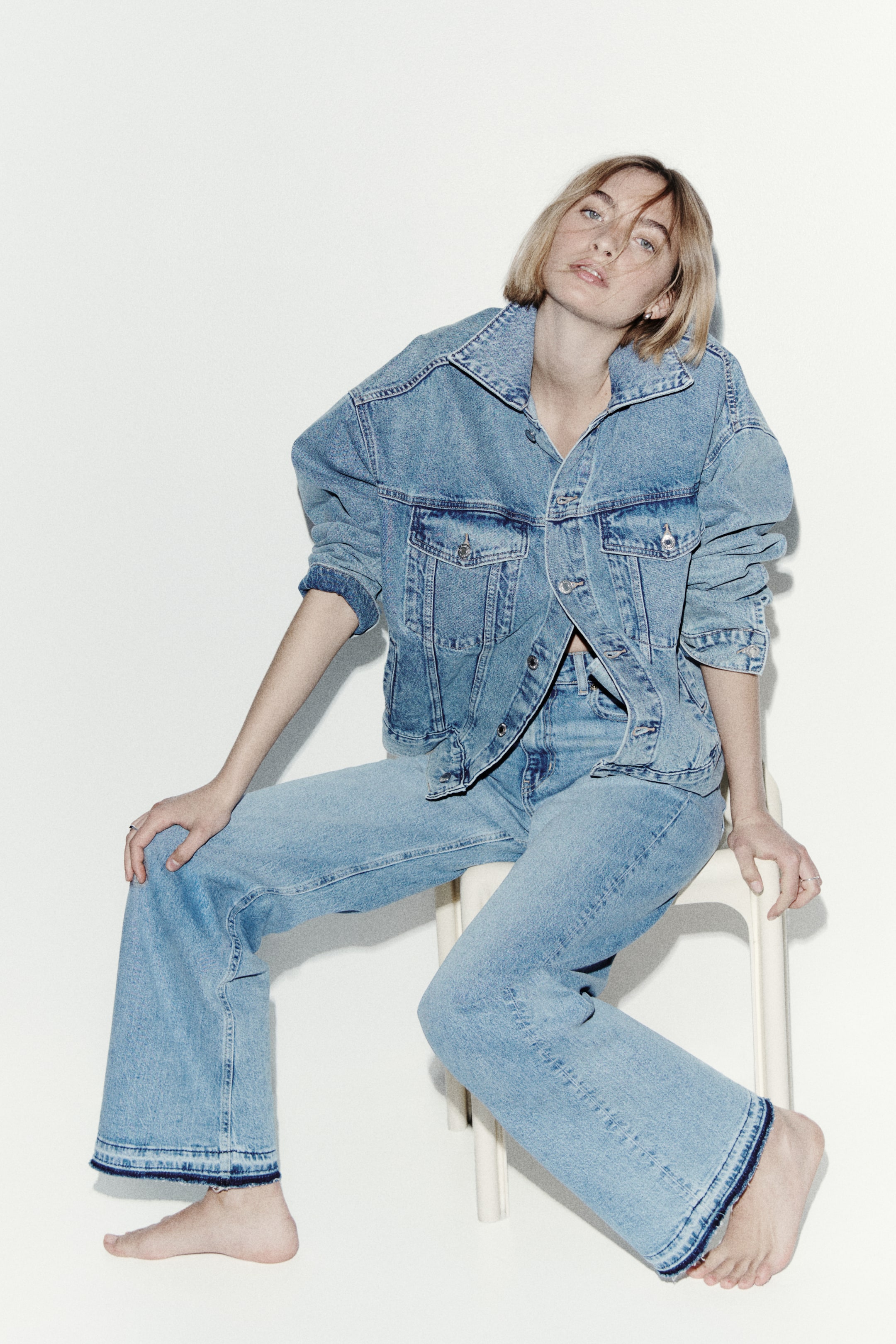 Jean taille haute à jambes larges