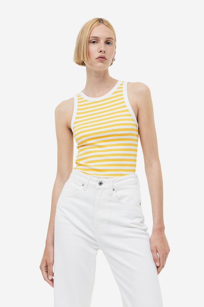 Ribbed vest top - White/Yellow striped/White/Black striped/White/Seashell/White/Red striped/dc/dc - 1