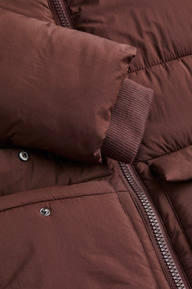 Zip-detail puffer jacket - Dark brown - 3
