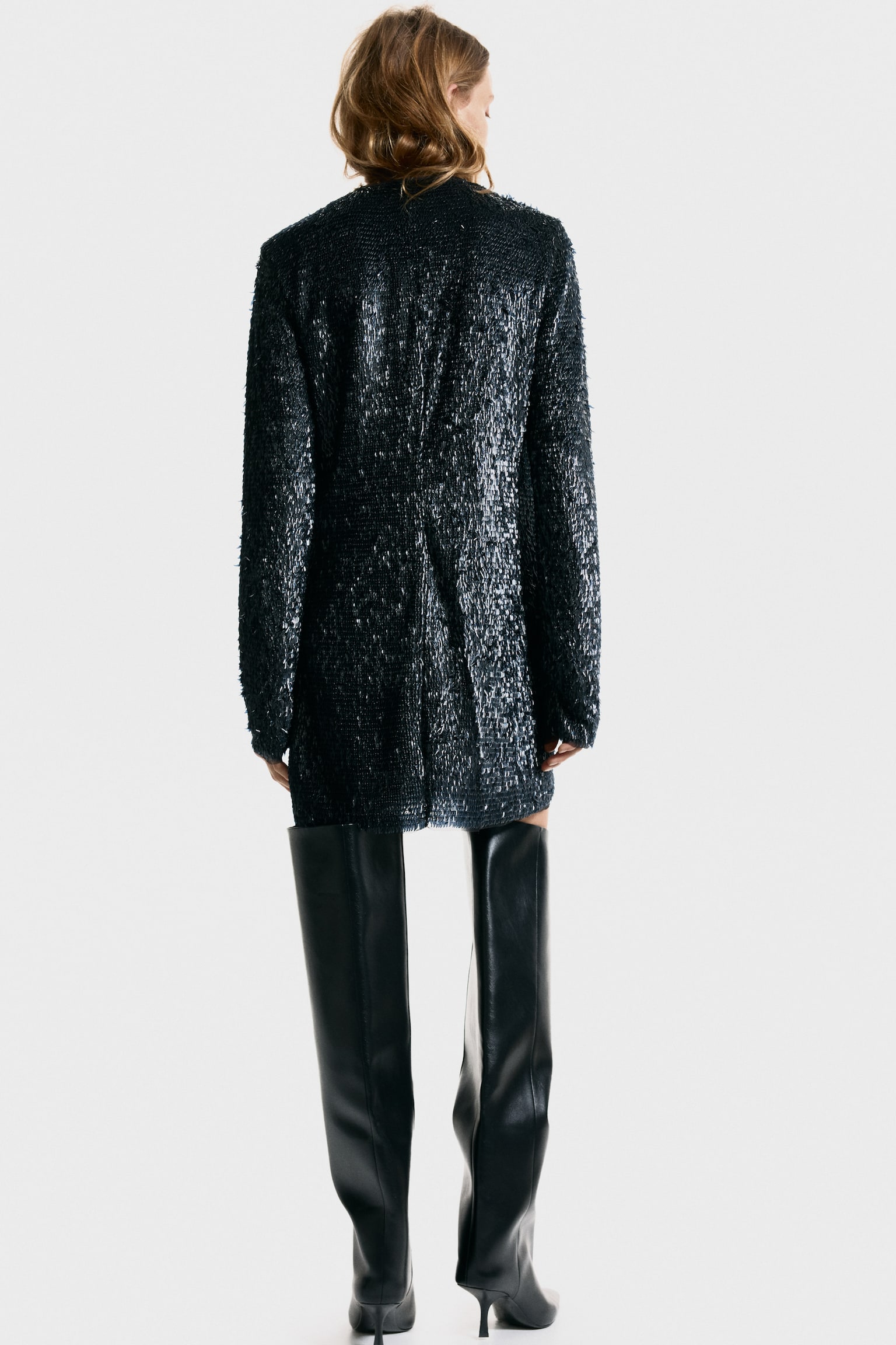 Embellished V-neck dress - Black - 3