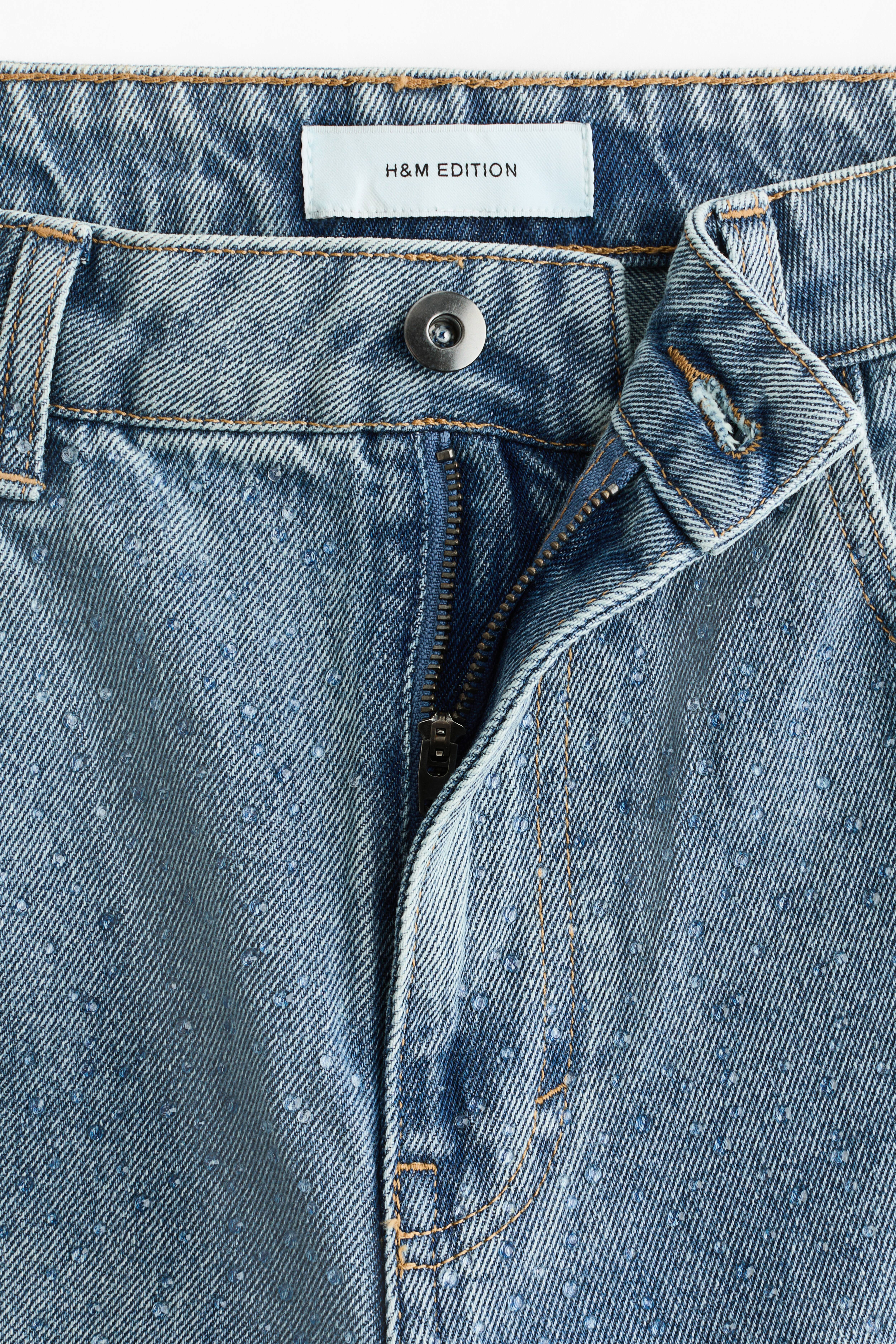 Rhinestone-Detail High-Waist Jeans