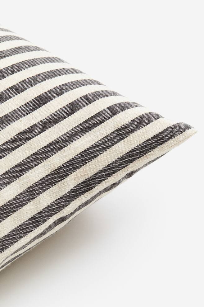 Linen-blend cushion cover - Dark grey/Striped/Red/Striped - 3
