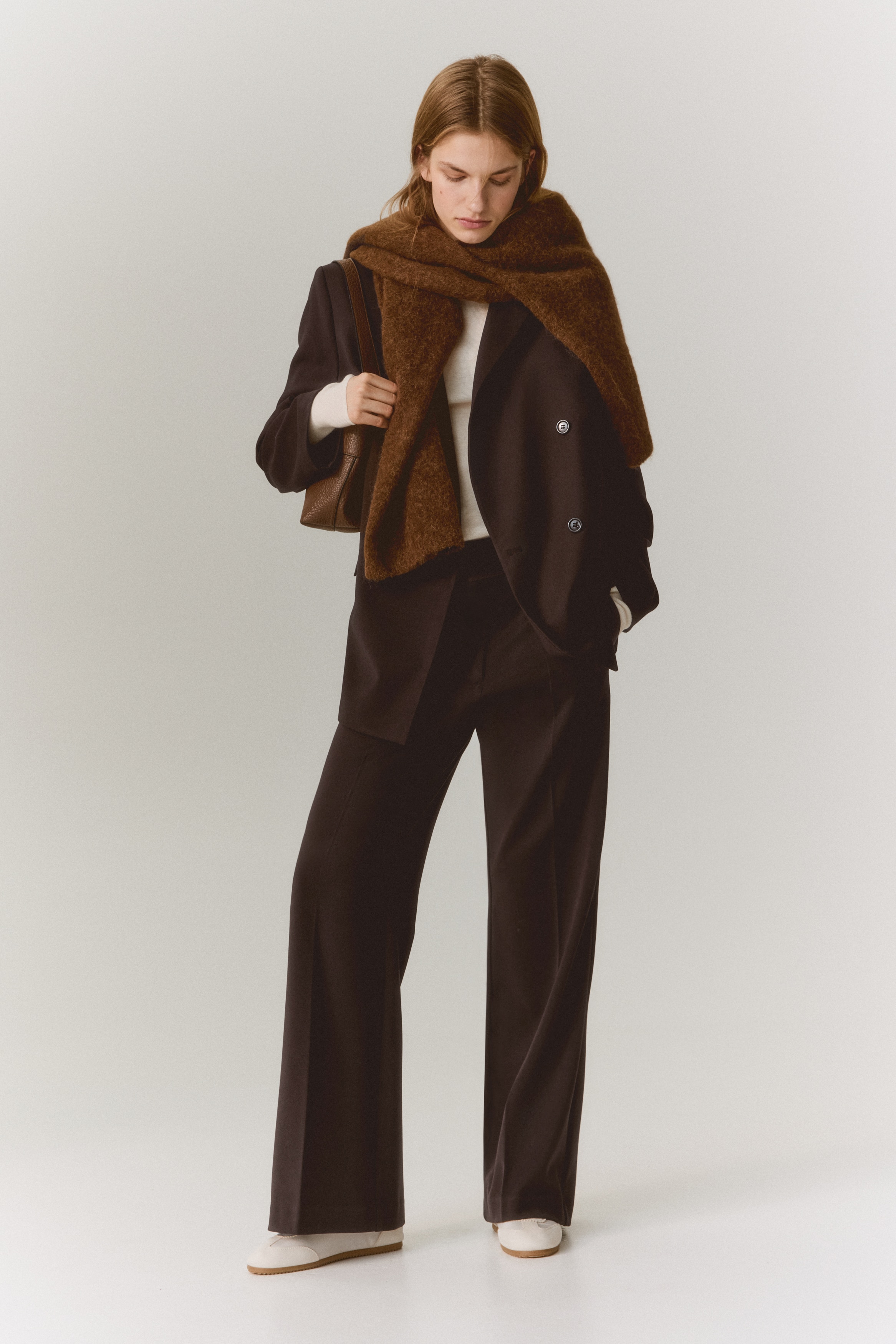 Bootcut twill trousers