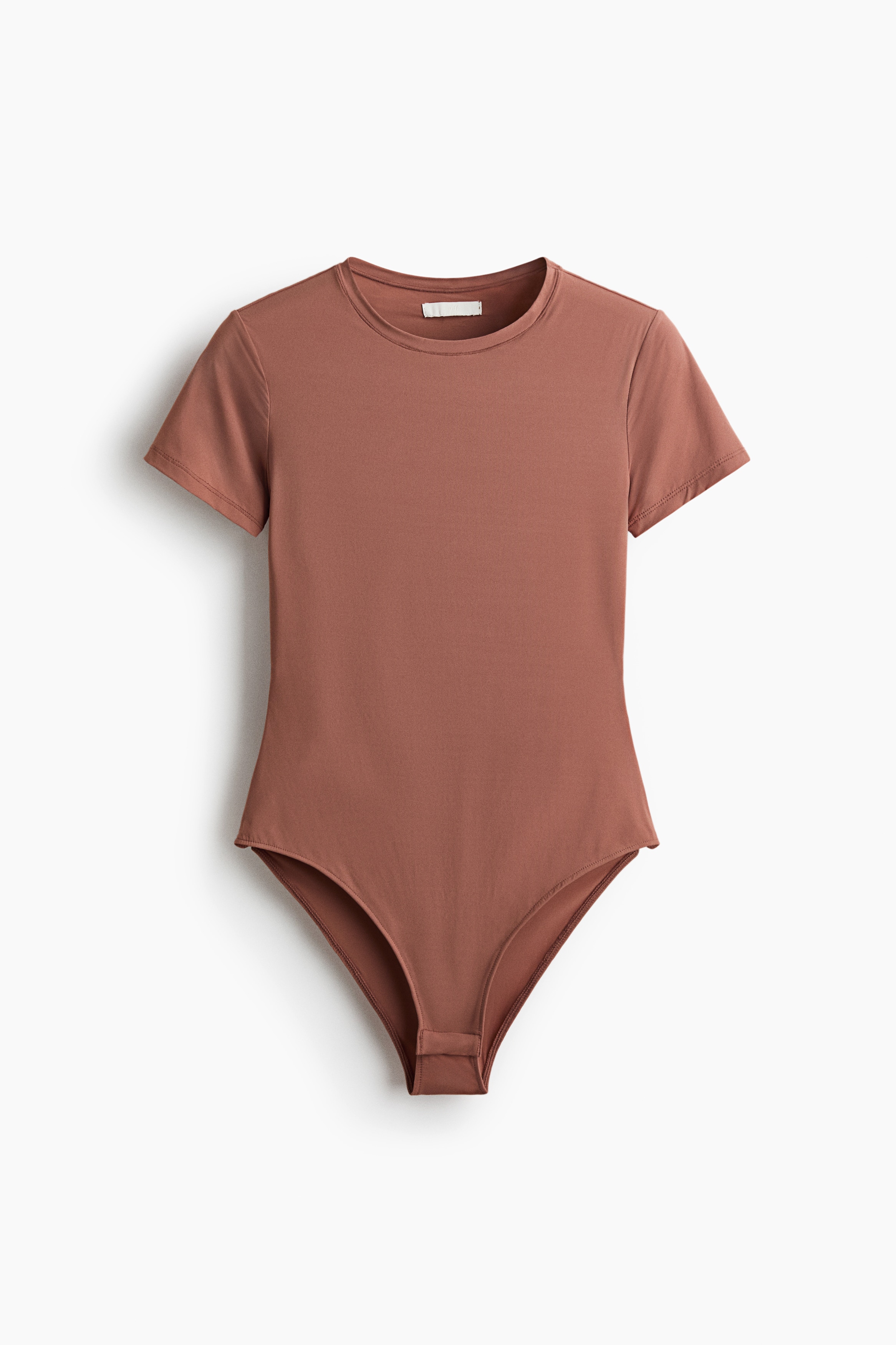 Short-Sleeved Microfiber Bodysuit - Dark dusty pink/Dark brown/Black/Brown