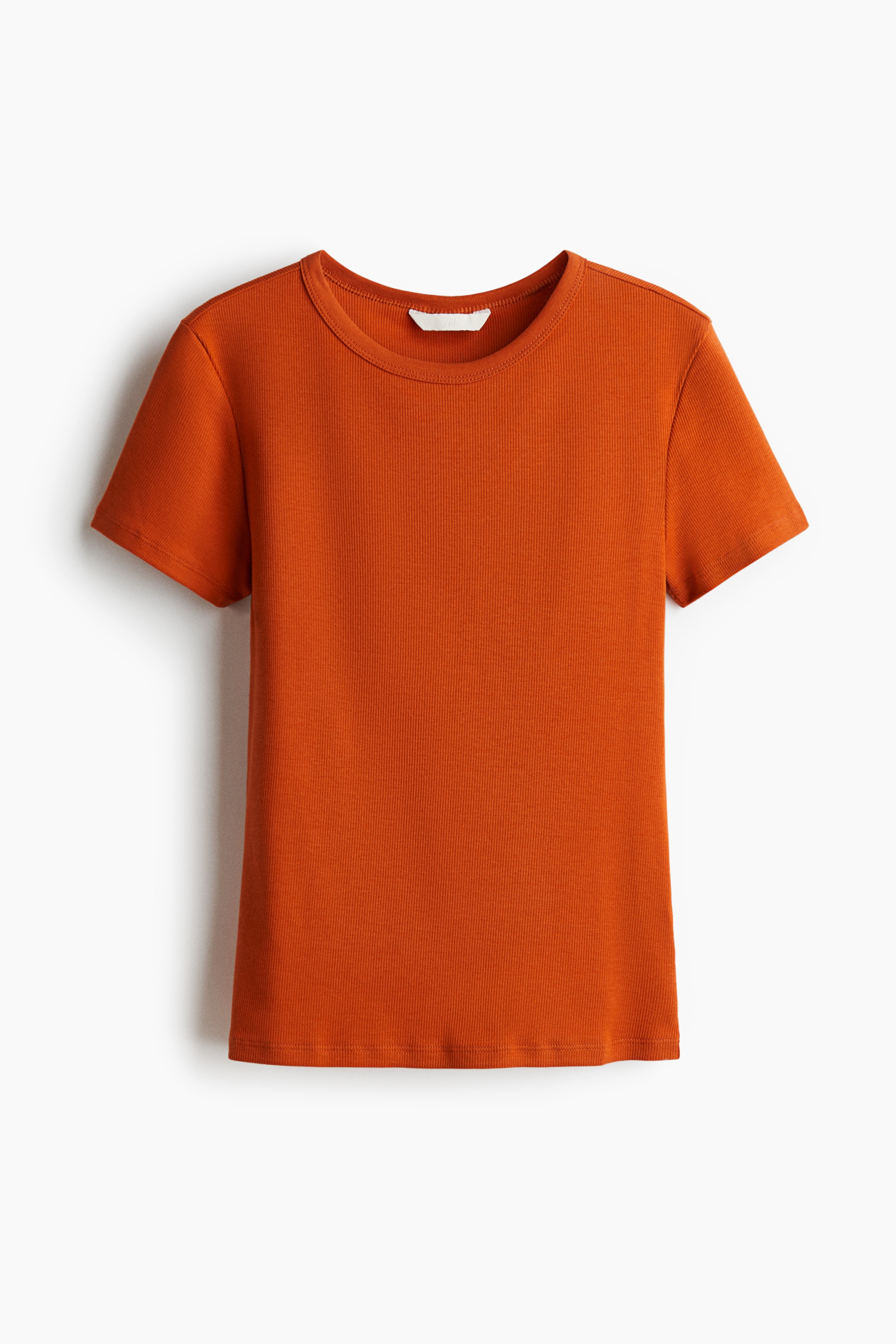Ribbed T-Shirt - Dark orange/Dark taupe/Black/Dark red/White/Light beige/Blue