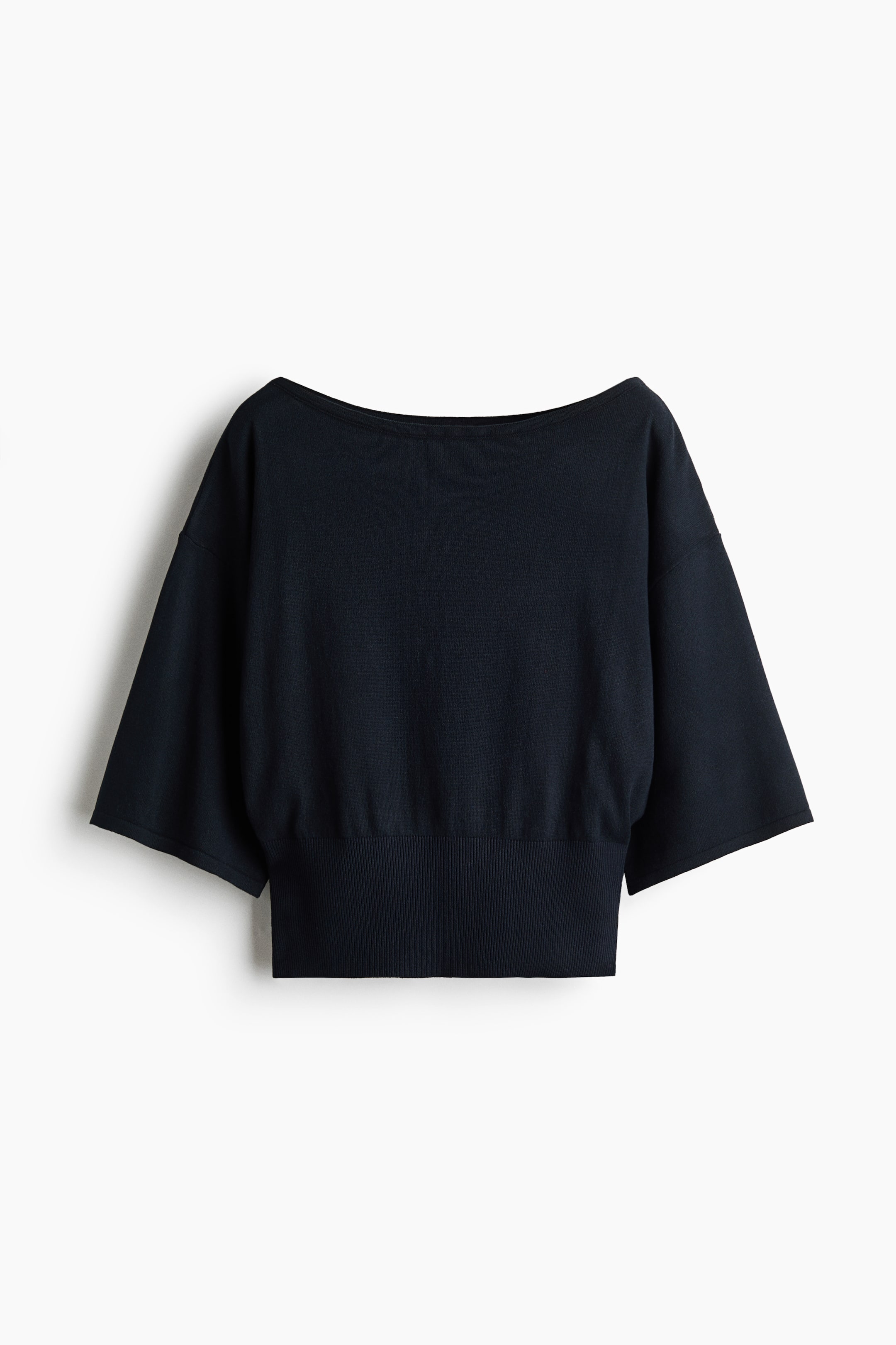 Agrandir l'image: Top en maille avec encolure bateau - Bleu marine - FEMME | H&M FR 1