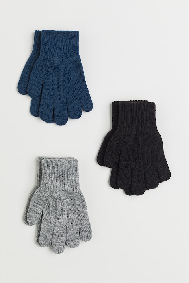 3-pack gloves - Navy blue/Black/Light grey/Black