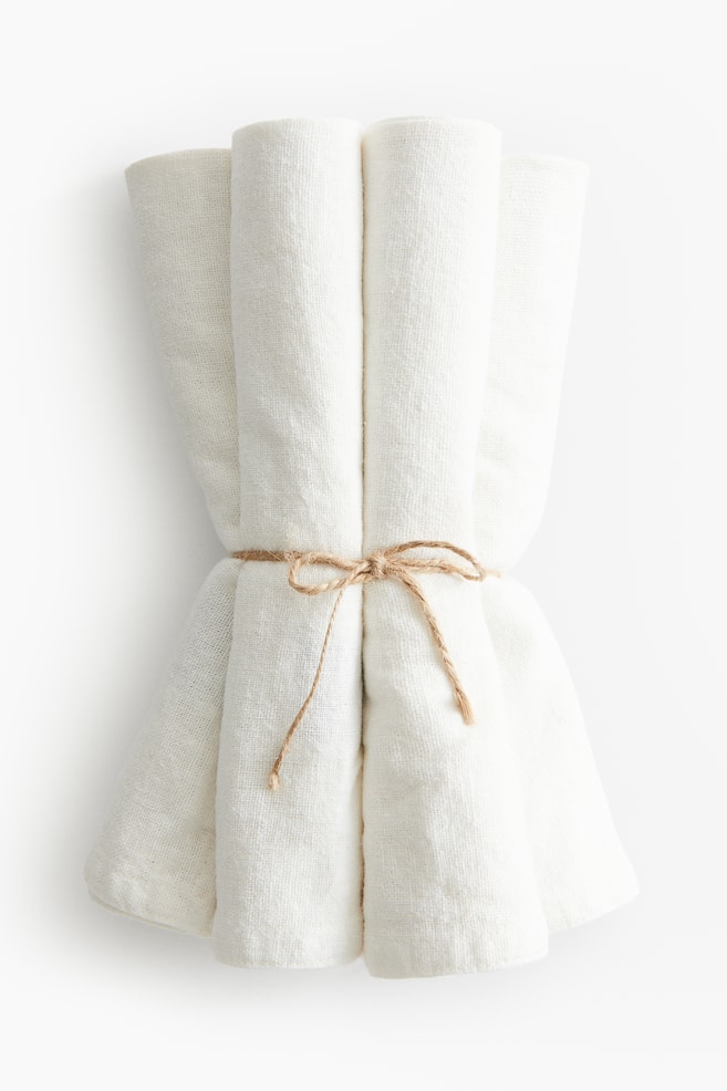 4-pack linen-blend napkins - White/Beige - 1