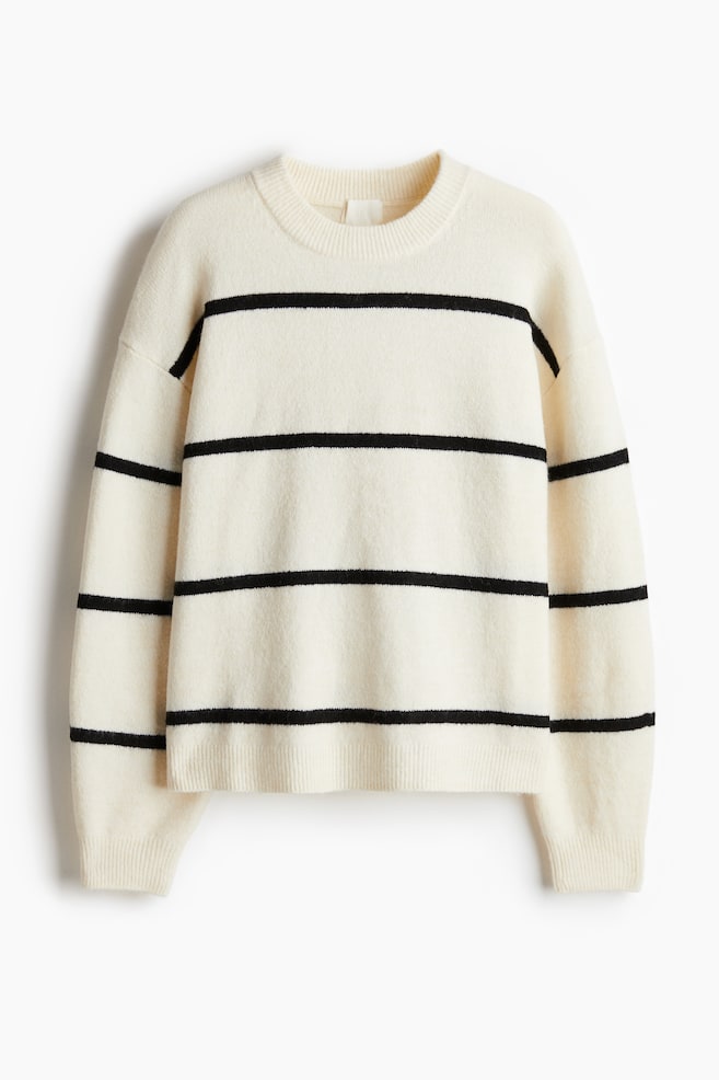 Knitted jumper - Cream/Black striped/Dusty blue marl/Dark brown/Black/Light mole/Dark grey/Dark mole/Light beige marl/Brown/Cream/Light pink/Light beige marl/Light mole marl/Cream/Dark grey marl/Light beige marl - 1