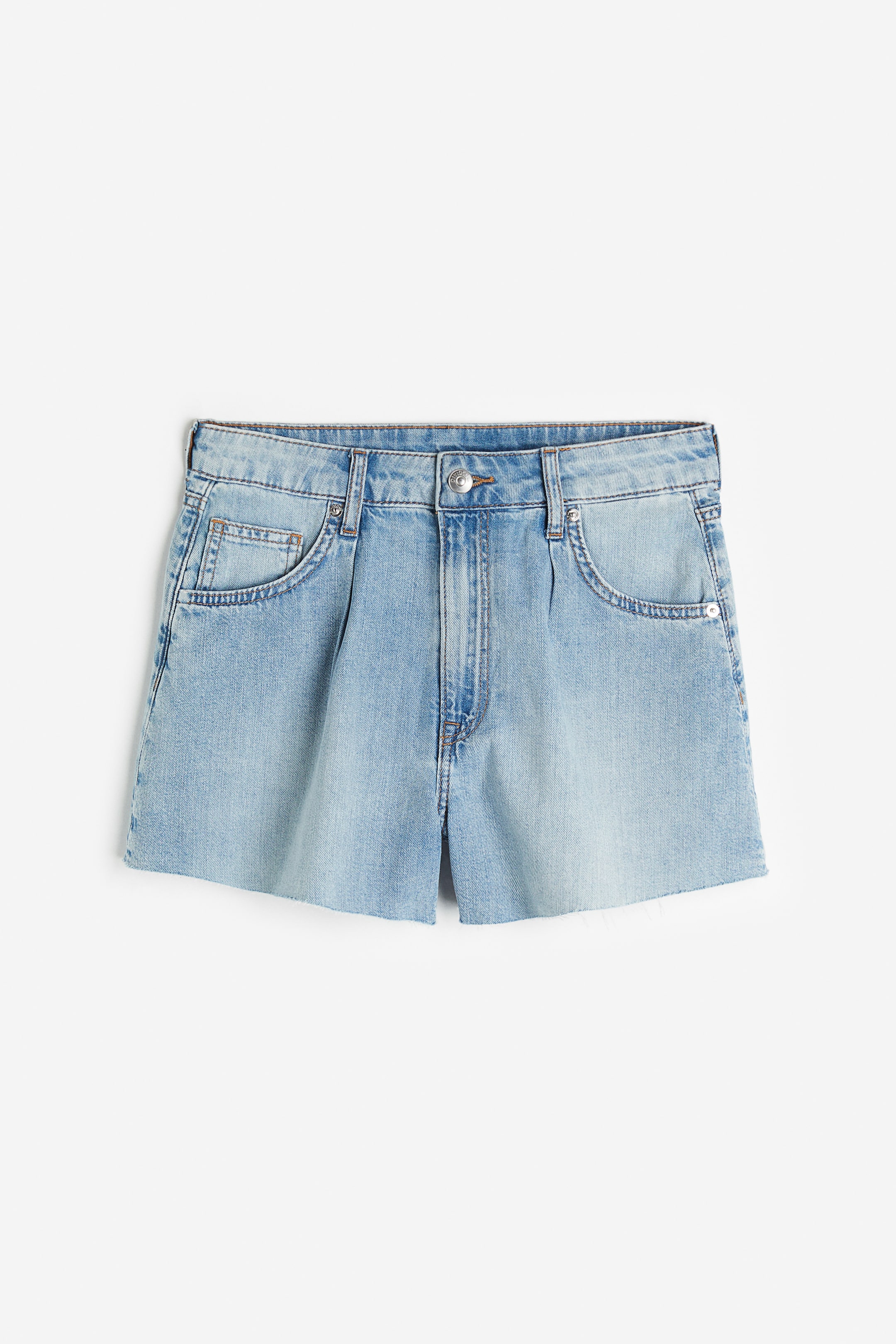 Shorts High Denim Høj Talje Kort Lys Denimblå Dame Handm Dk 8808