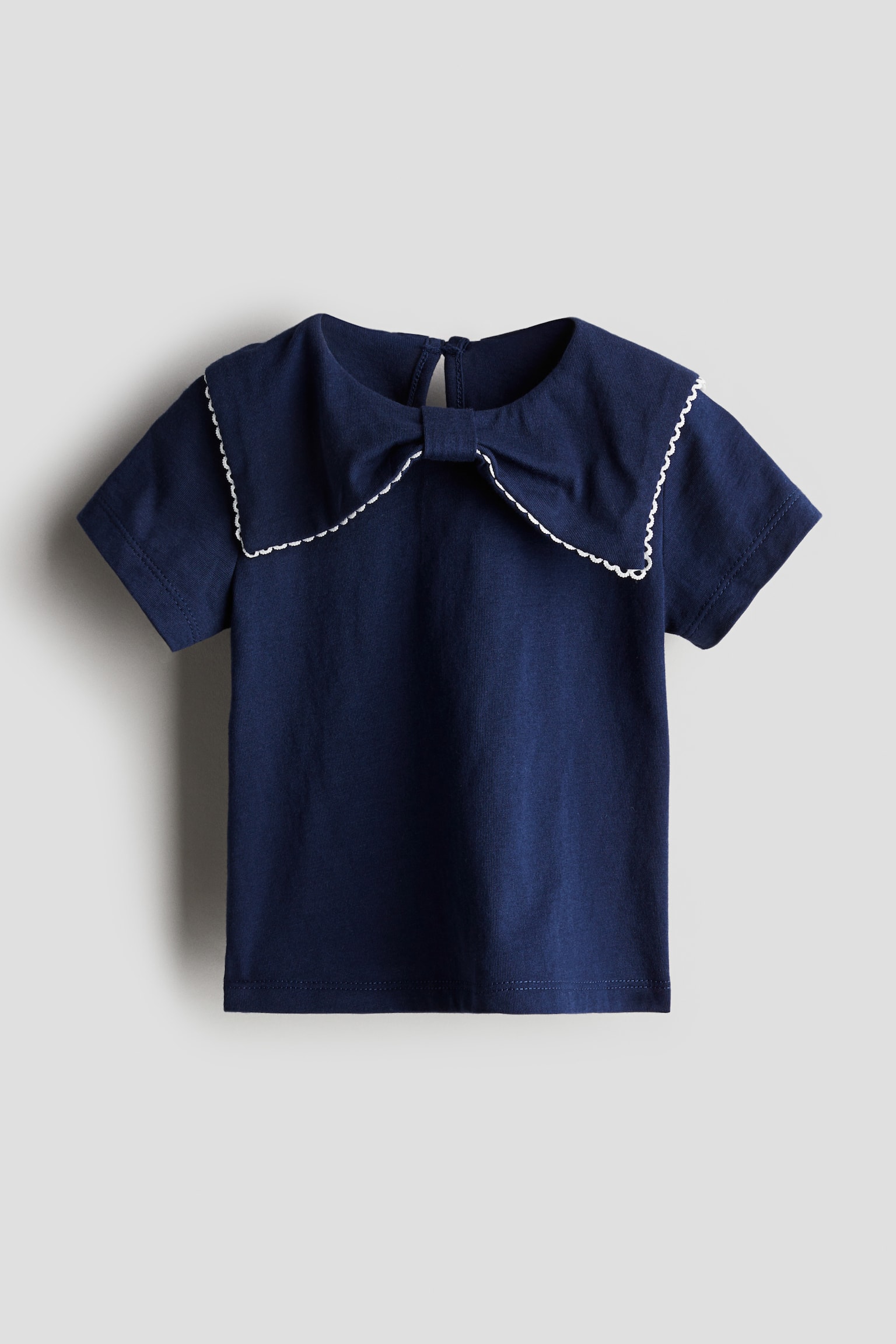 Collared jersey top - Navy blue/Dusty green/White - 1