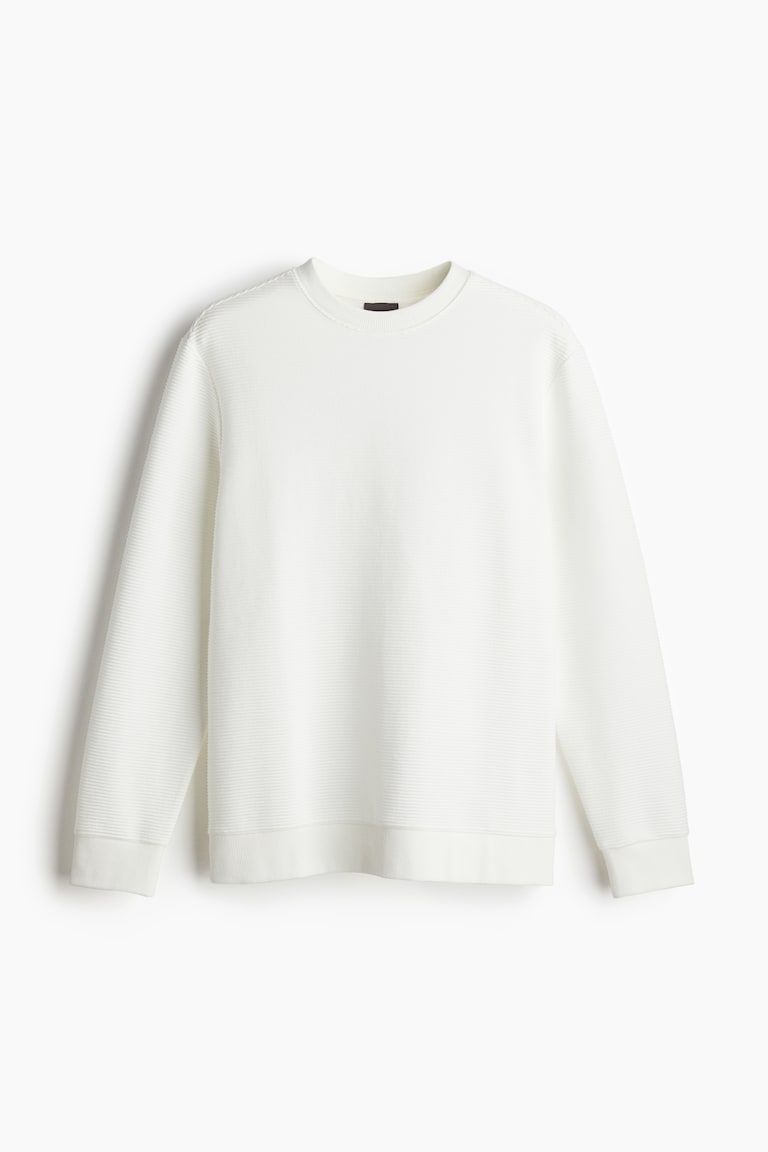 Regular Fit Ribbed sweatshirt White Men H&M IN