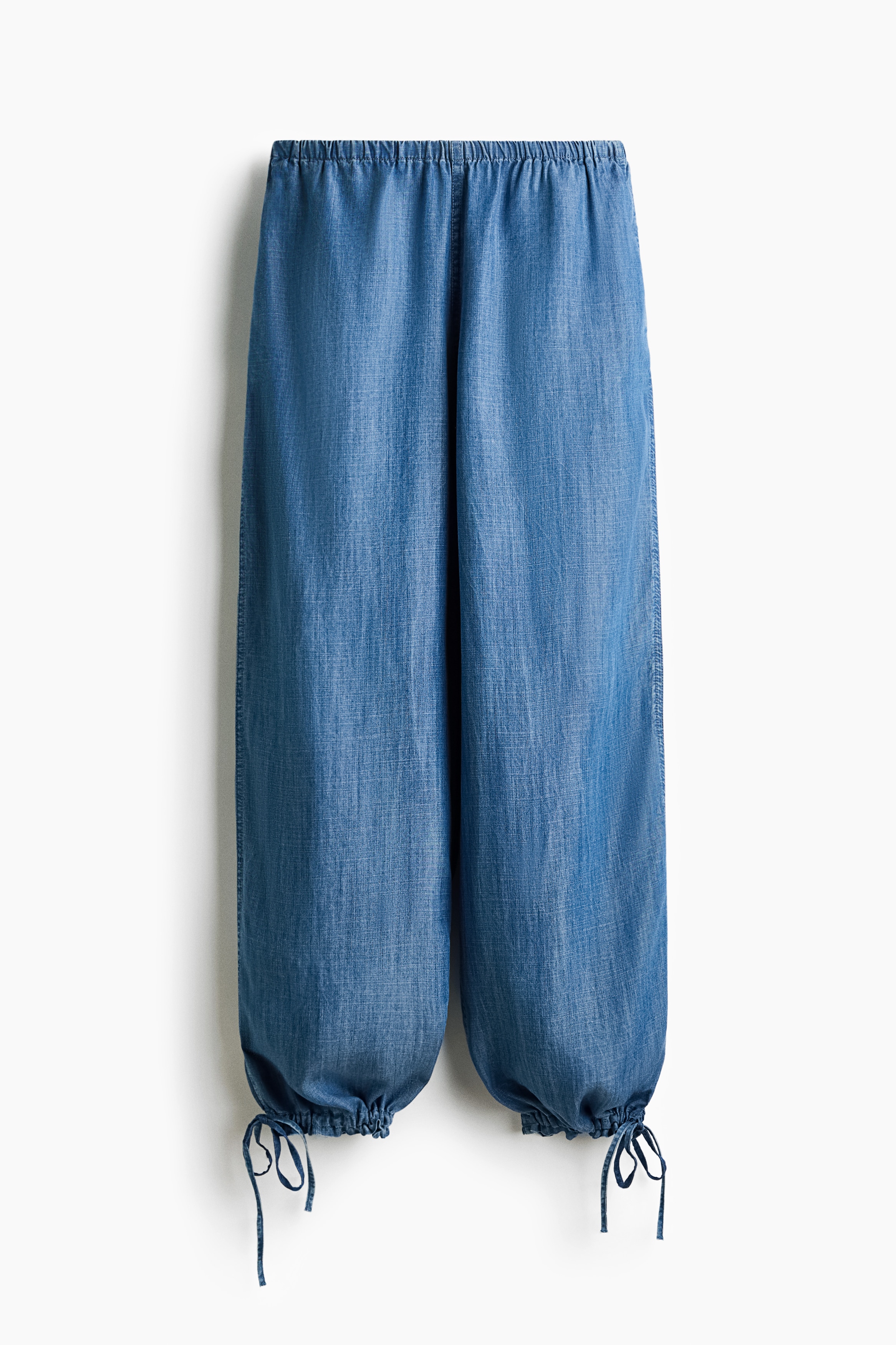 Drawstring-detail denim trousers - Denim blue