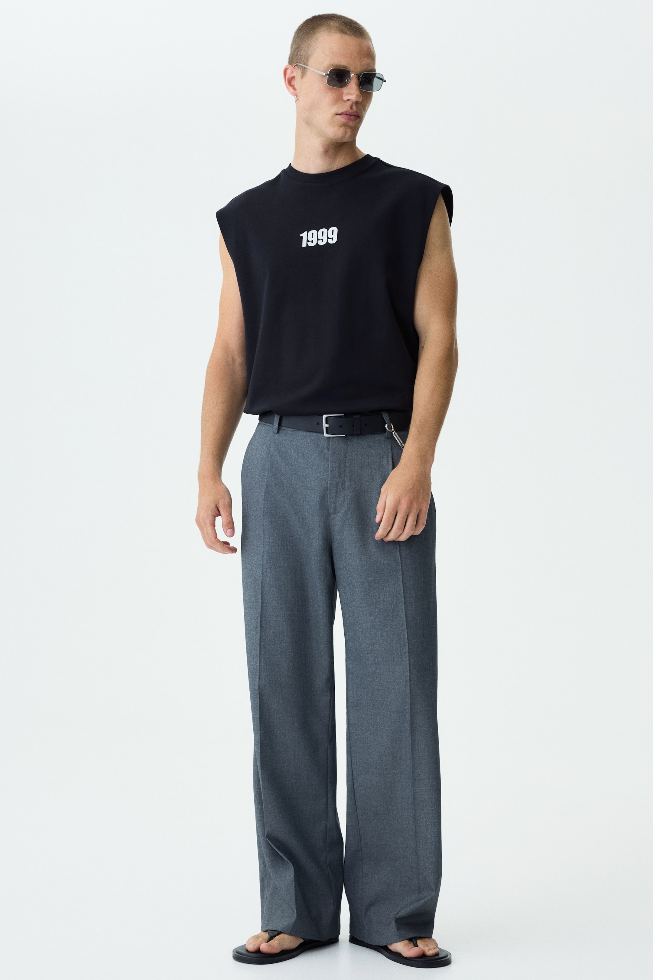 Мужские топы H&M Relaxed-Fit Printed Cotton Tank Top — фото 5