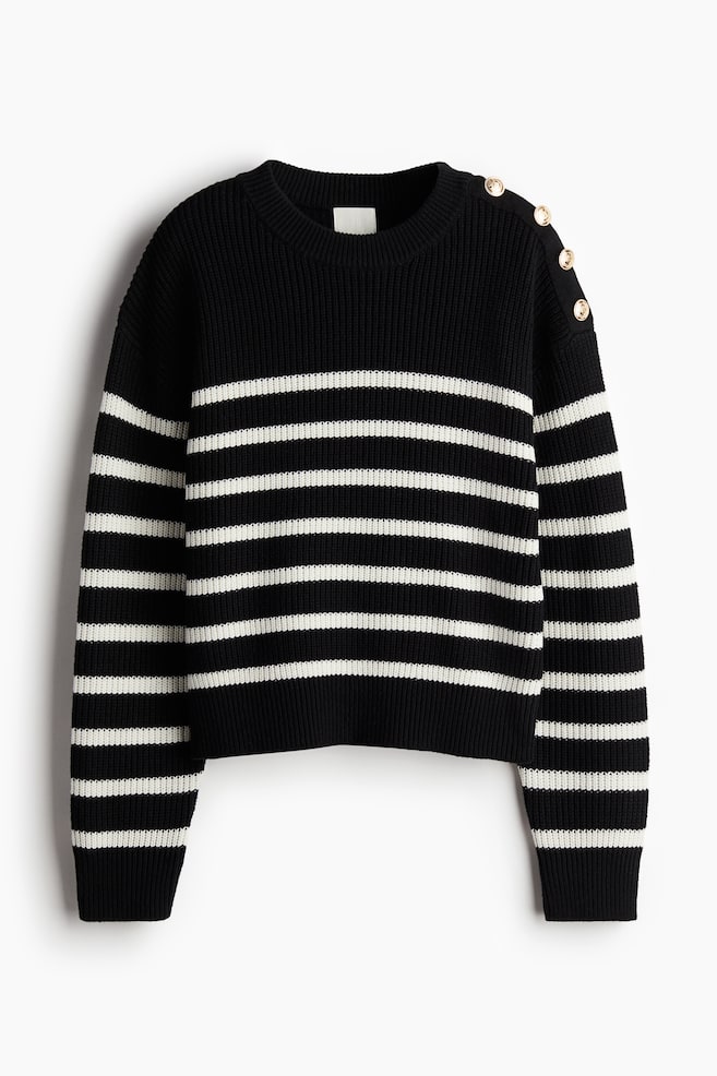 Button-detail jumper - Black/Striped/Cream/Black - 1
