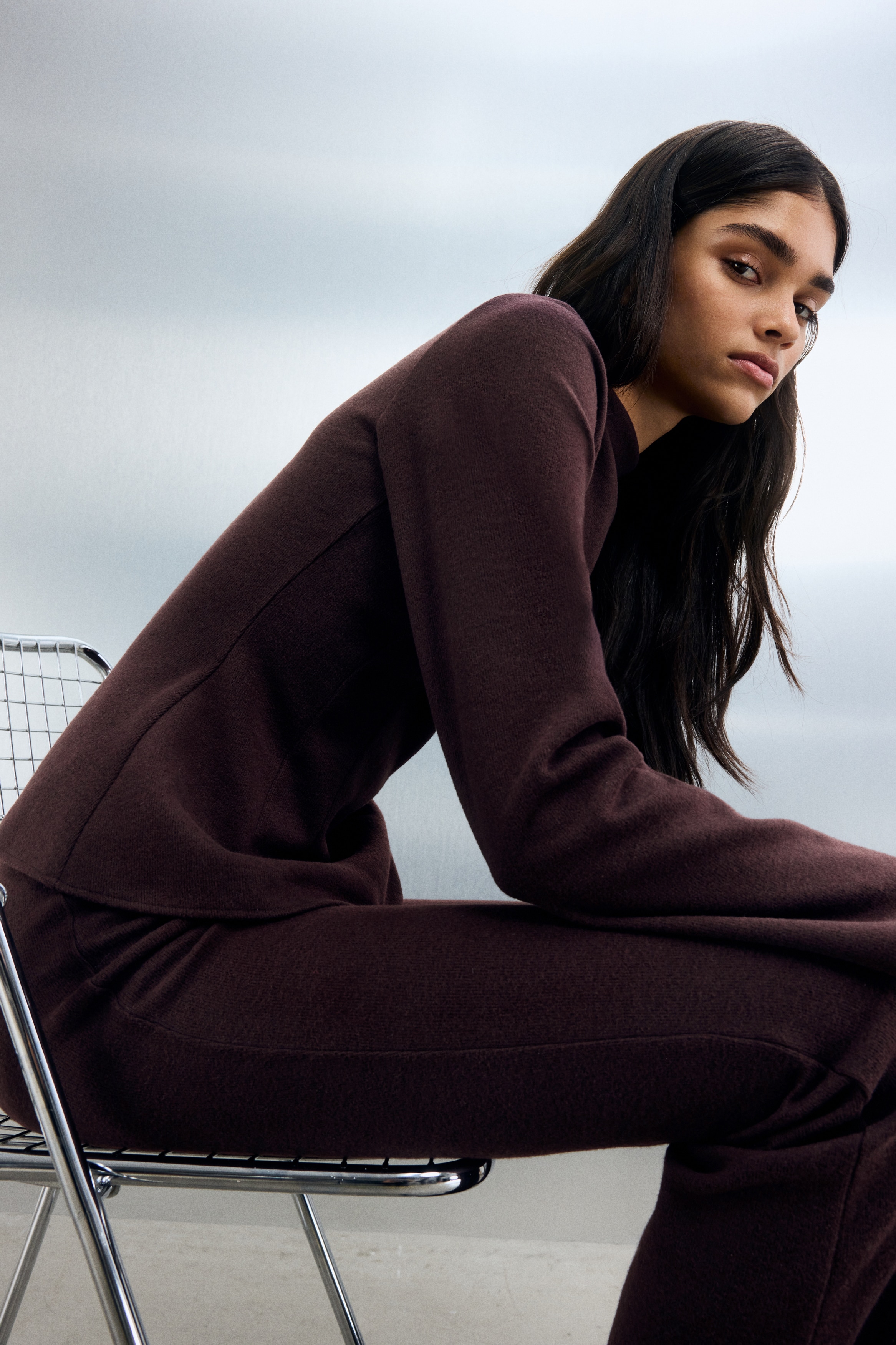 Defined-Waist Top - Plum red - Ladies | H&M US