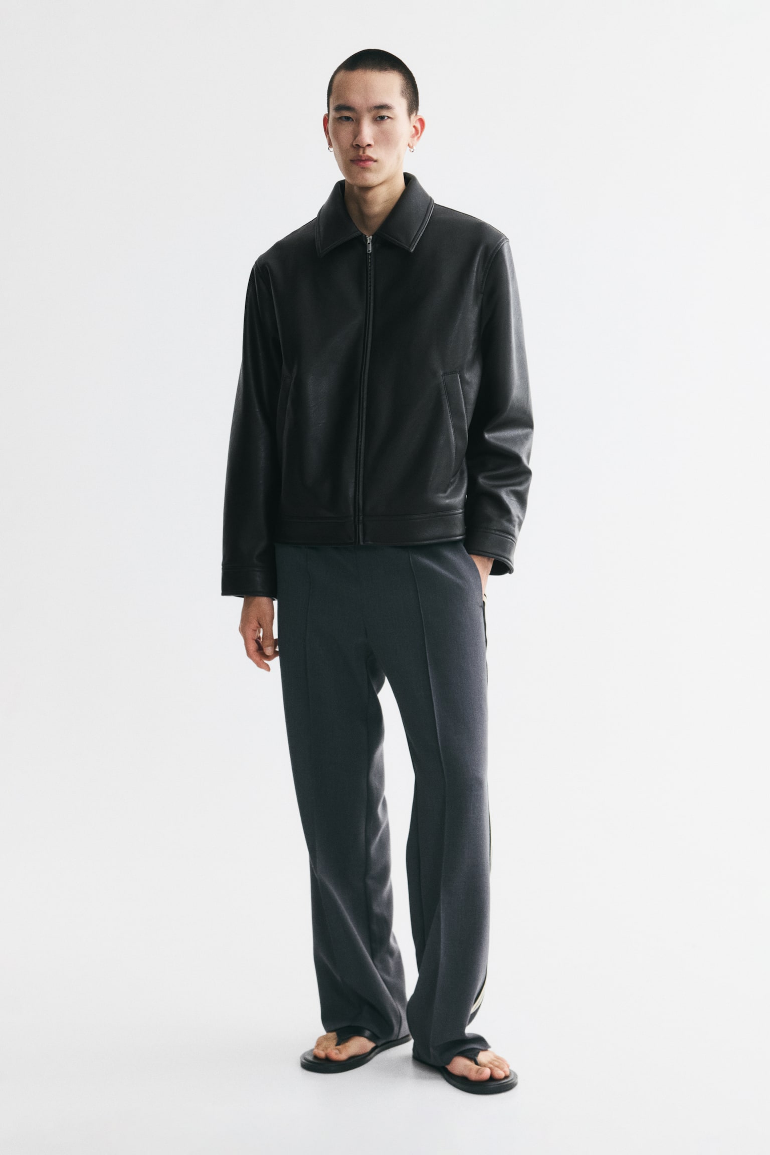 Мужская куртка H&M Jacket with Collar, цвет: Чёрный — фото 3