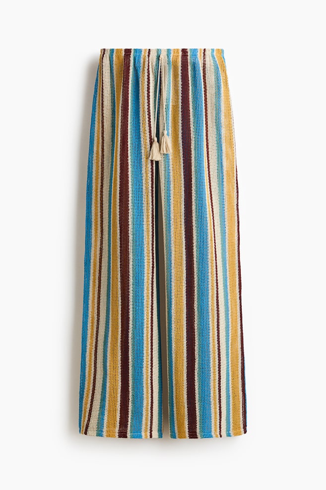 Net drawstring trousers - Light blue/Striped/Cream - 1