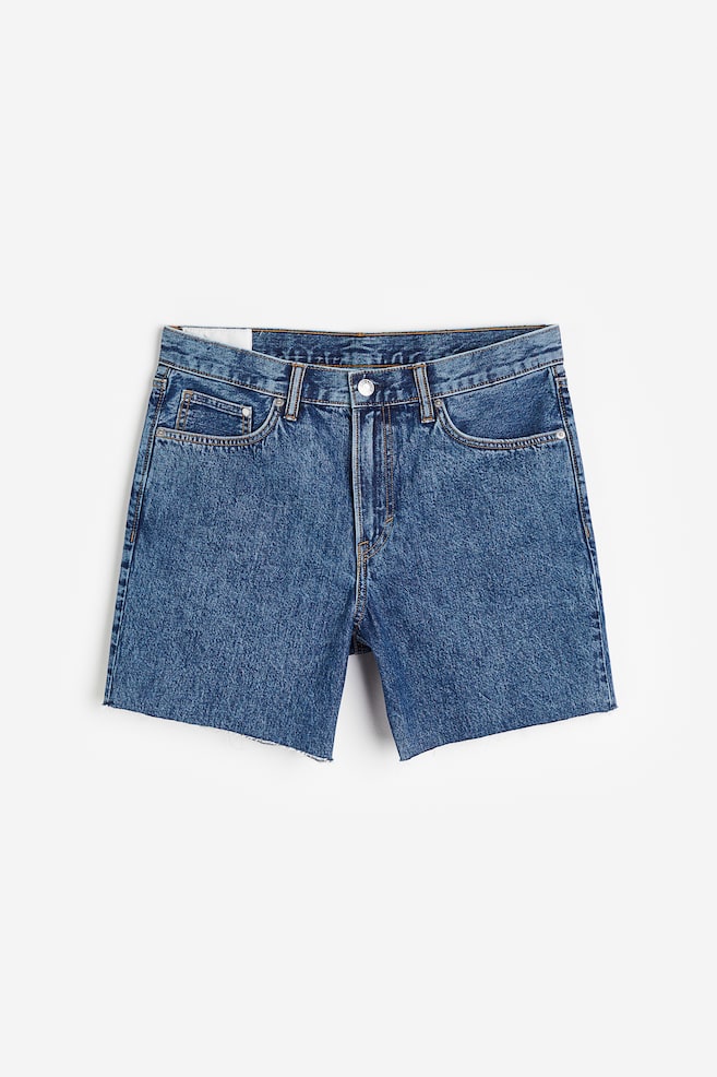 90's Regular Denim Shorts - Dunkles Denimblau/Vintage-Schwarz/Cremefarben - 1