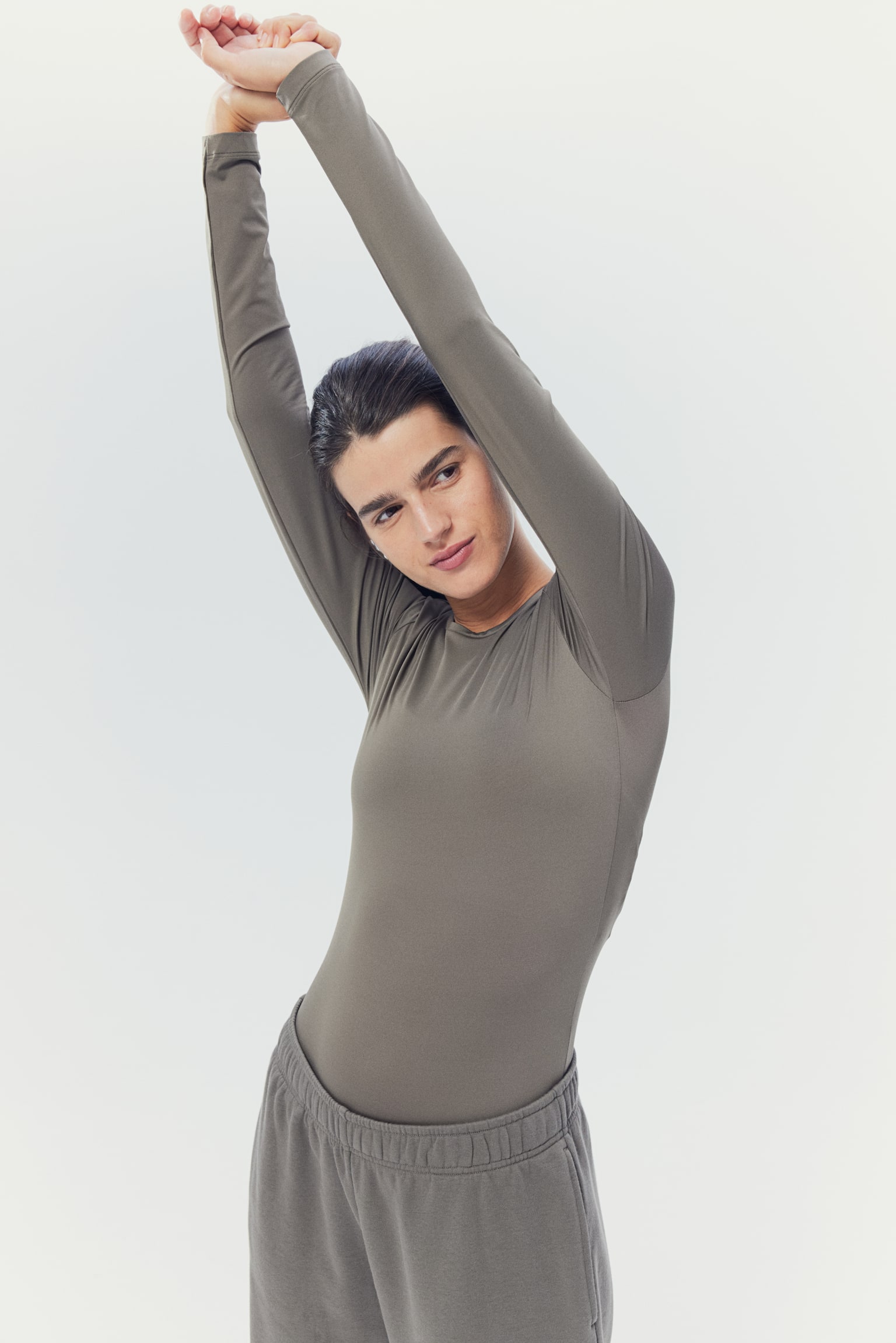 Sports top in DryMove™ - Dark greige/Beige/Dark grey - 3