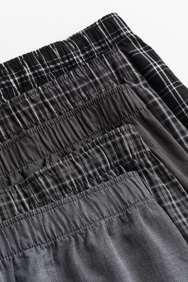 5-pack woven cotton boxer shorts - Dark grey/Checked/Black/White checked/Light blue/Dark blue/Dark blue/Checked/dc/dc/dc/dc/dc/dc/dc/dc/dc/dc - 3