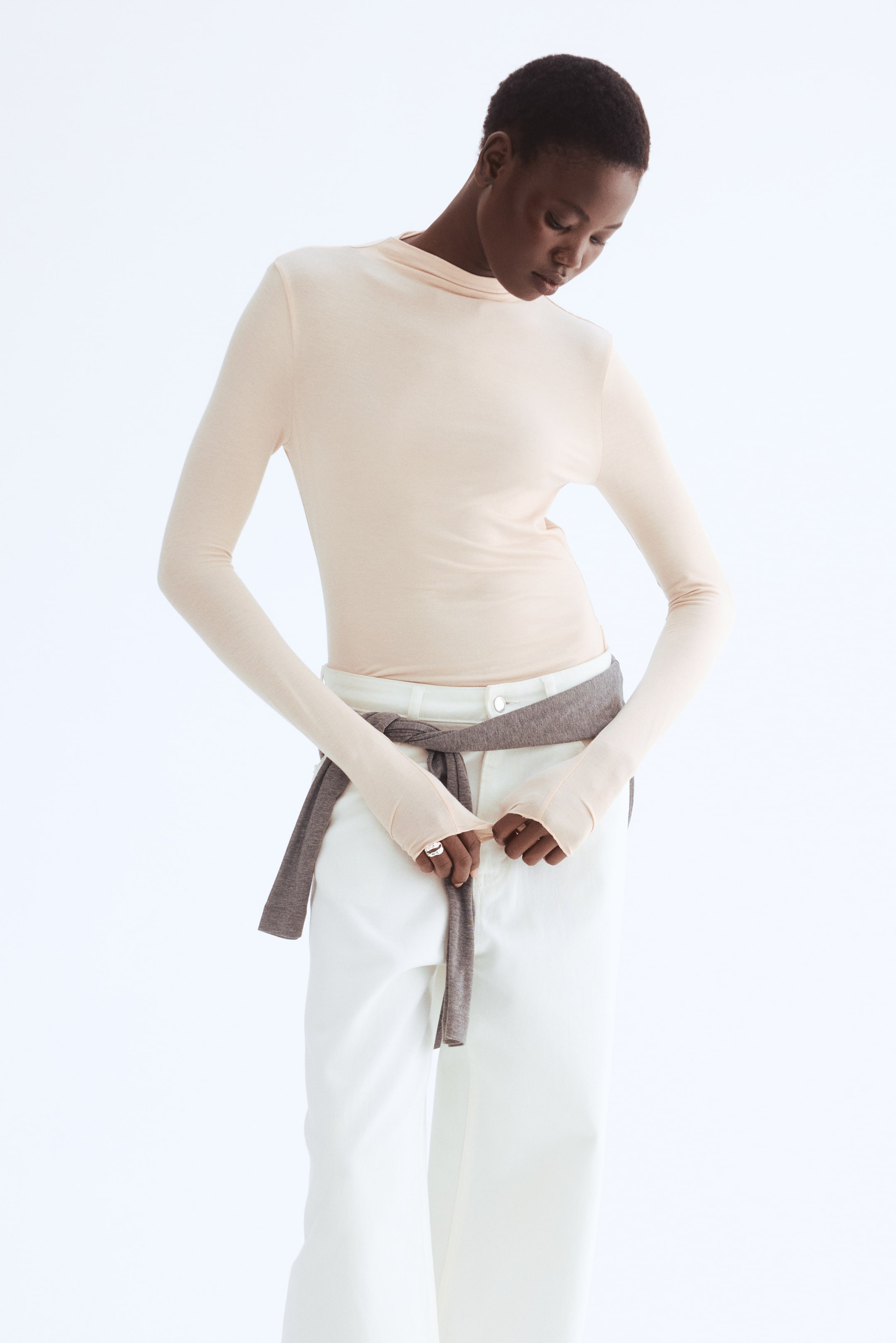 View larger image: Mock Turtleneck Top - Light beige - Ladies | H&M PH 2
