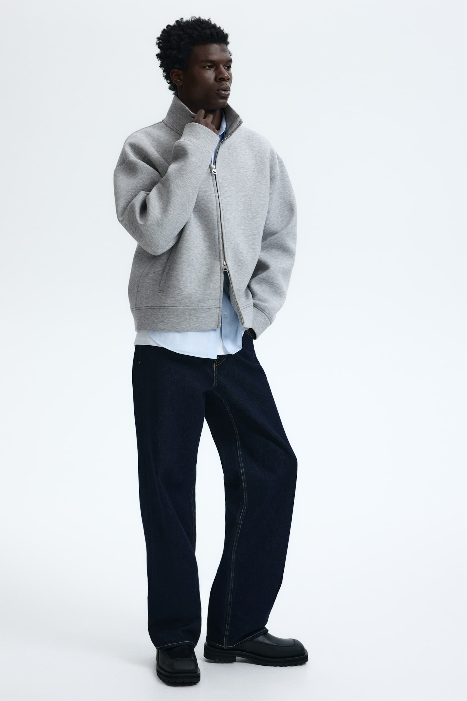 Træningsjakke Loose Fit - Gråmeleret/Sort - 6