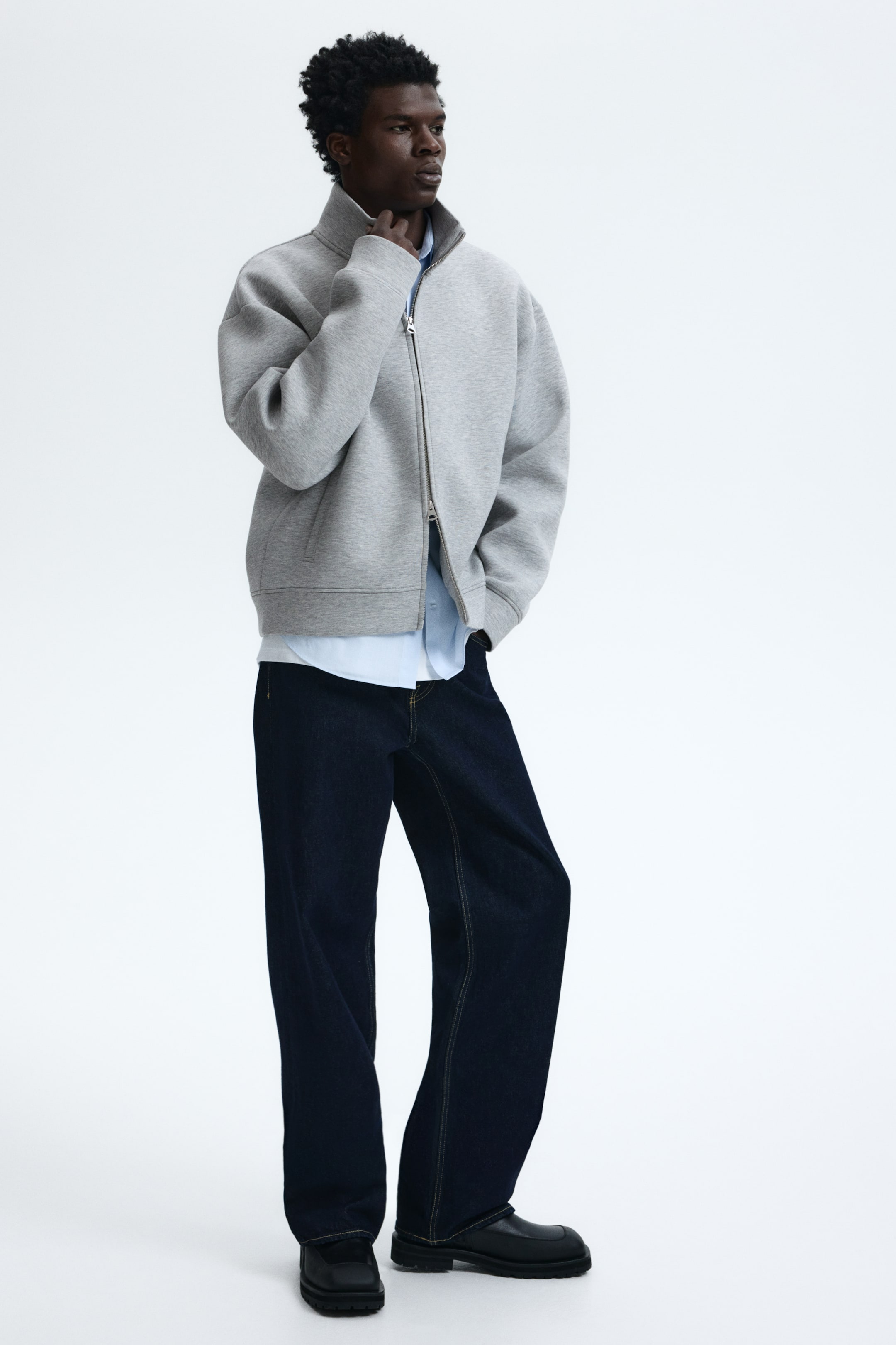 Преглед на по-голямо изображение: Спортно горнище Loose Fit - Сив меланж - МЪЖЕ | H&M BG 2