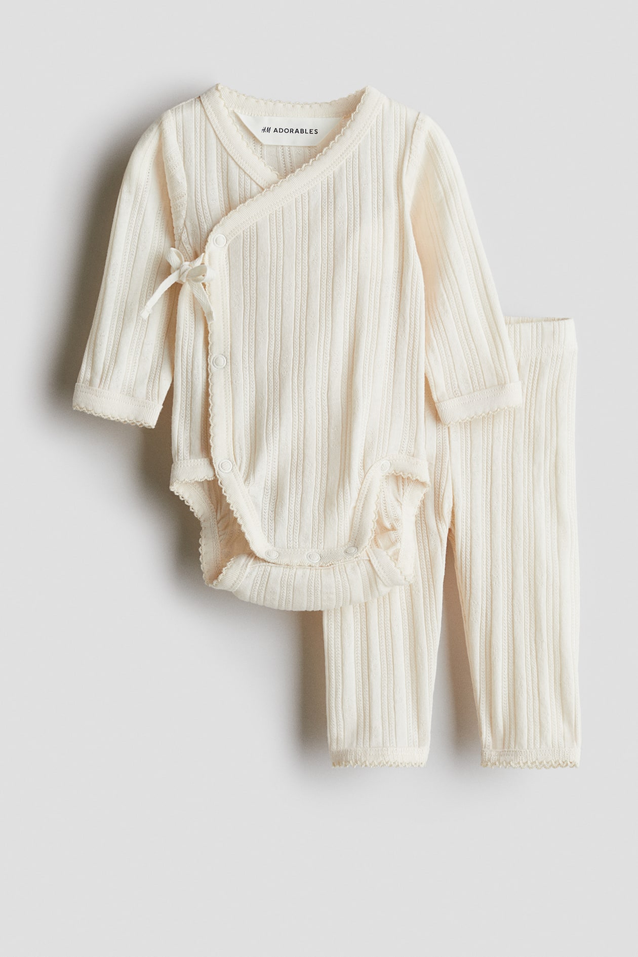 Ensemble 2 pièces en pointelle - Blanc - ENFANT | H&M FR