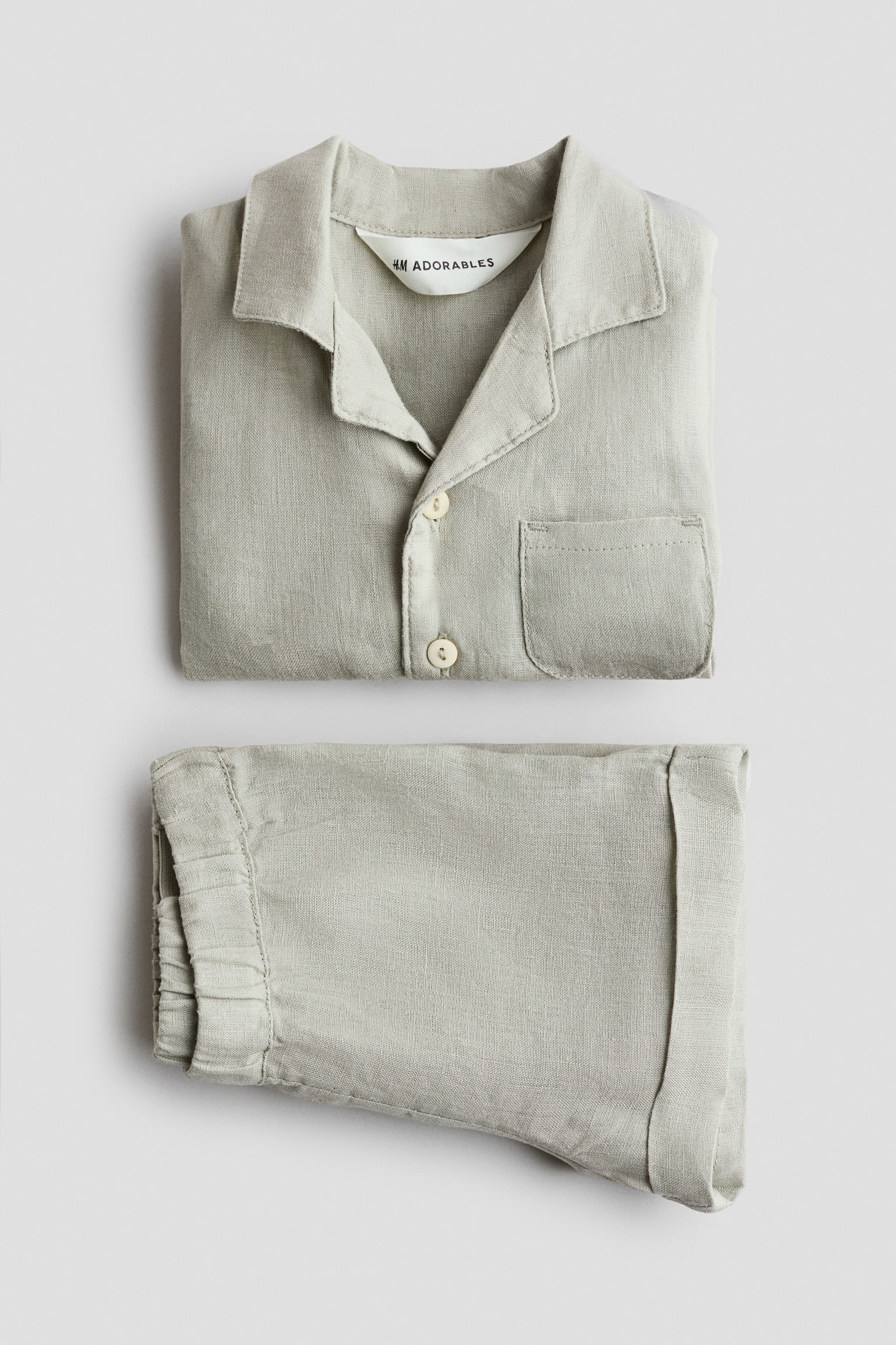 Conjunto de 2 piezas en lino - Verde caqui claro/Café/Beige claro - 3