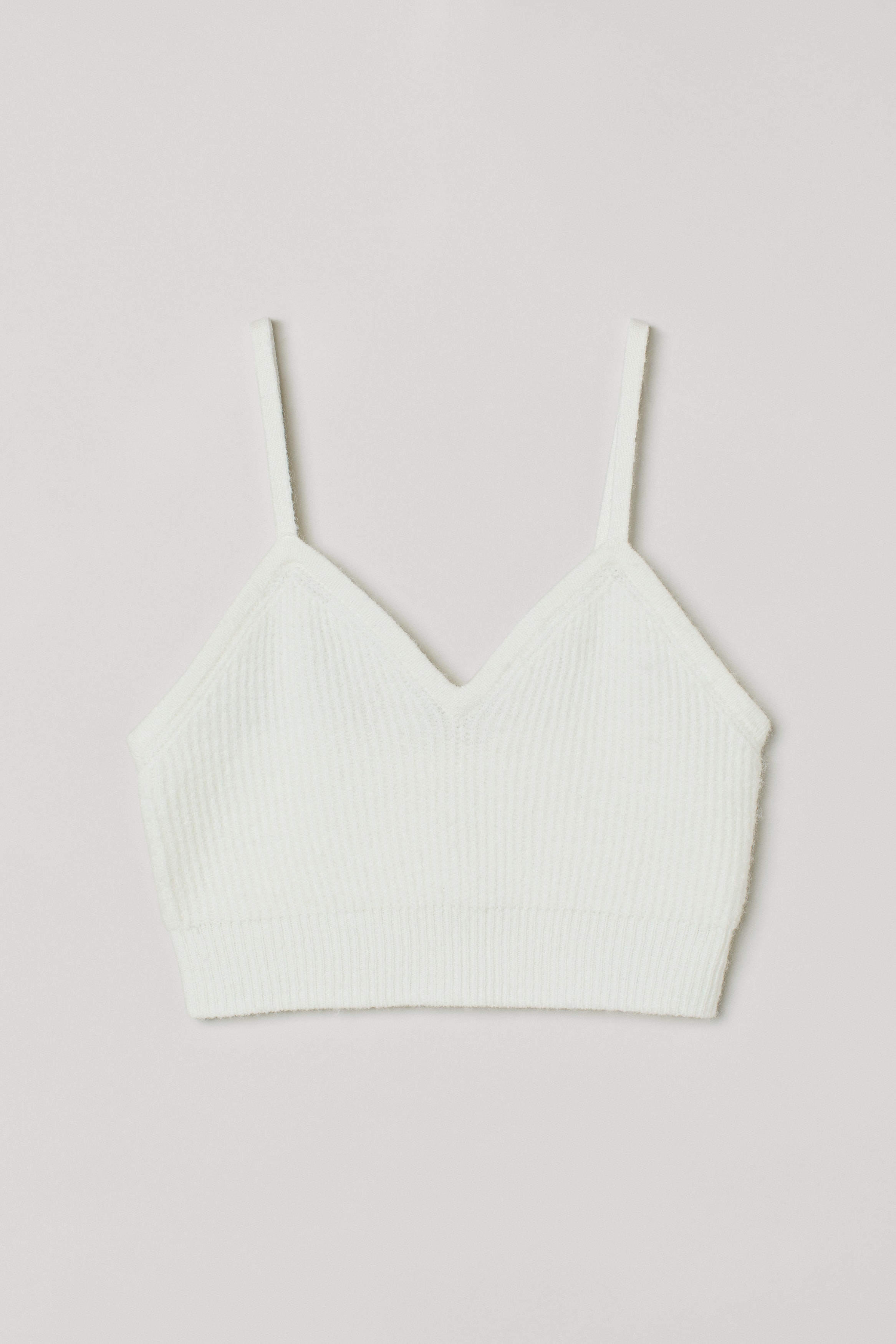 Dam - Crèmevit Rib-knit top - Size: XL  - H&M