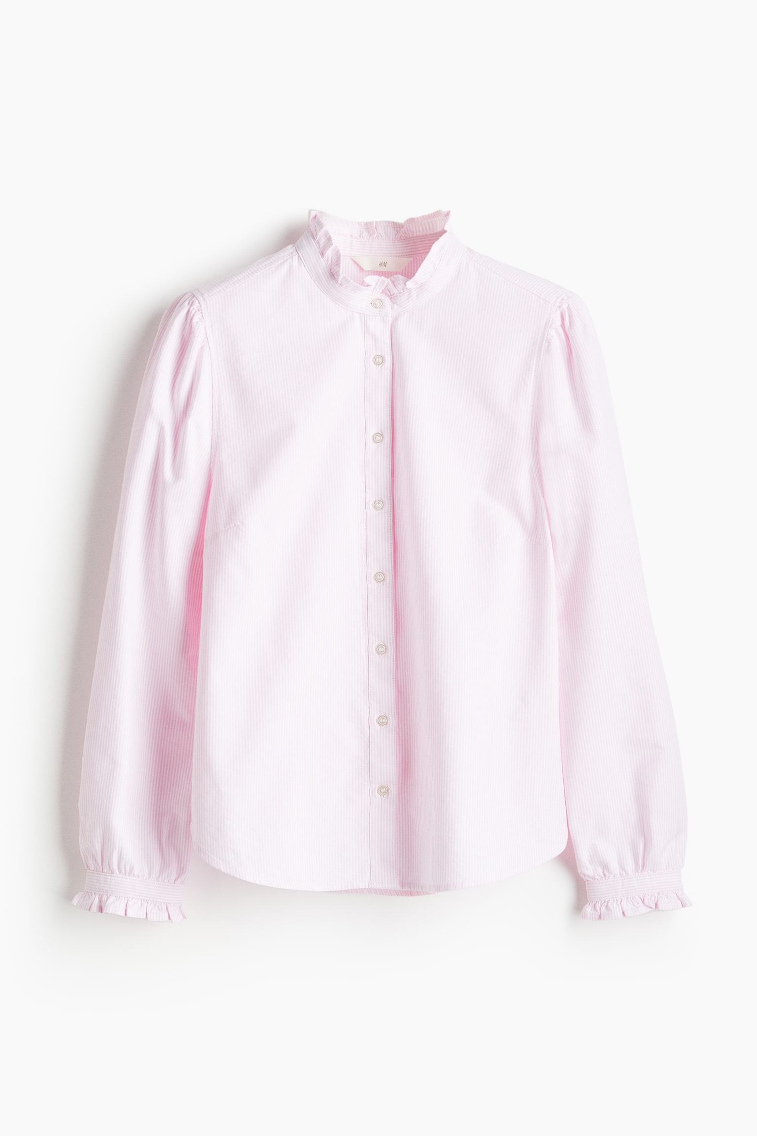 Frill Trim Oxford Blouse - Light pink/Stripe/Blue/Stripe/White - 2