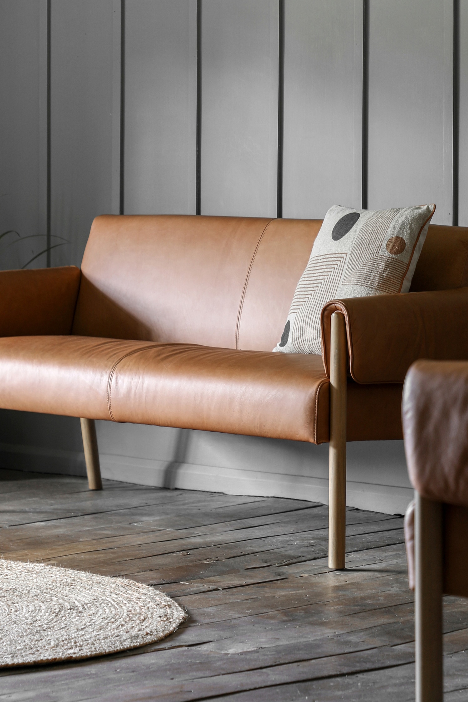 2 Seater Leather Sofa - Tan