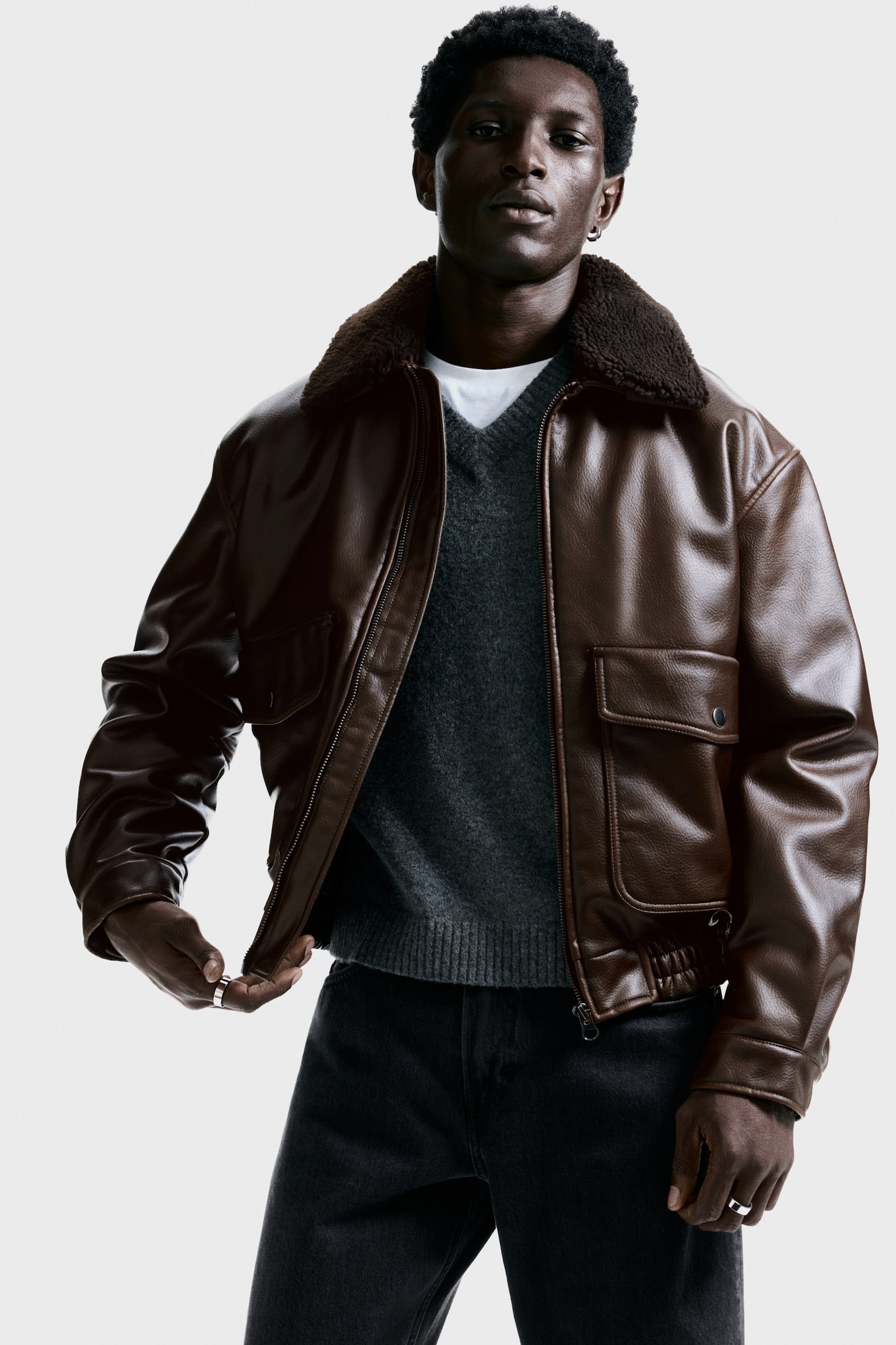 Chamarra tipo aviador acolchada - Café oscuro - 8