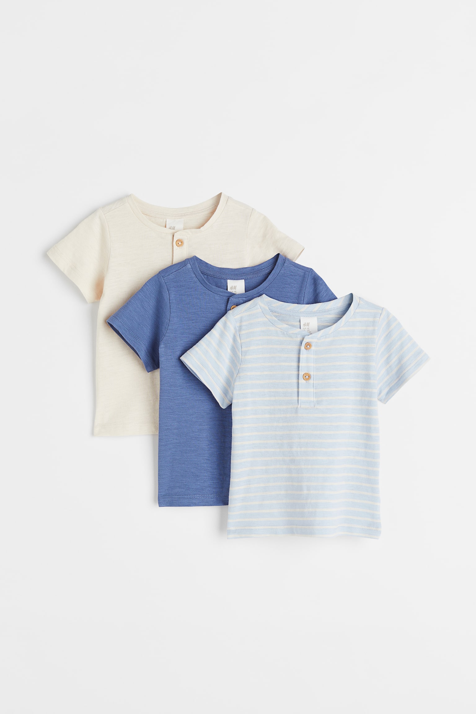 3-pack Tees - Blue marle/Stripe/Orange/Natural white/Blue - 1