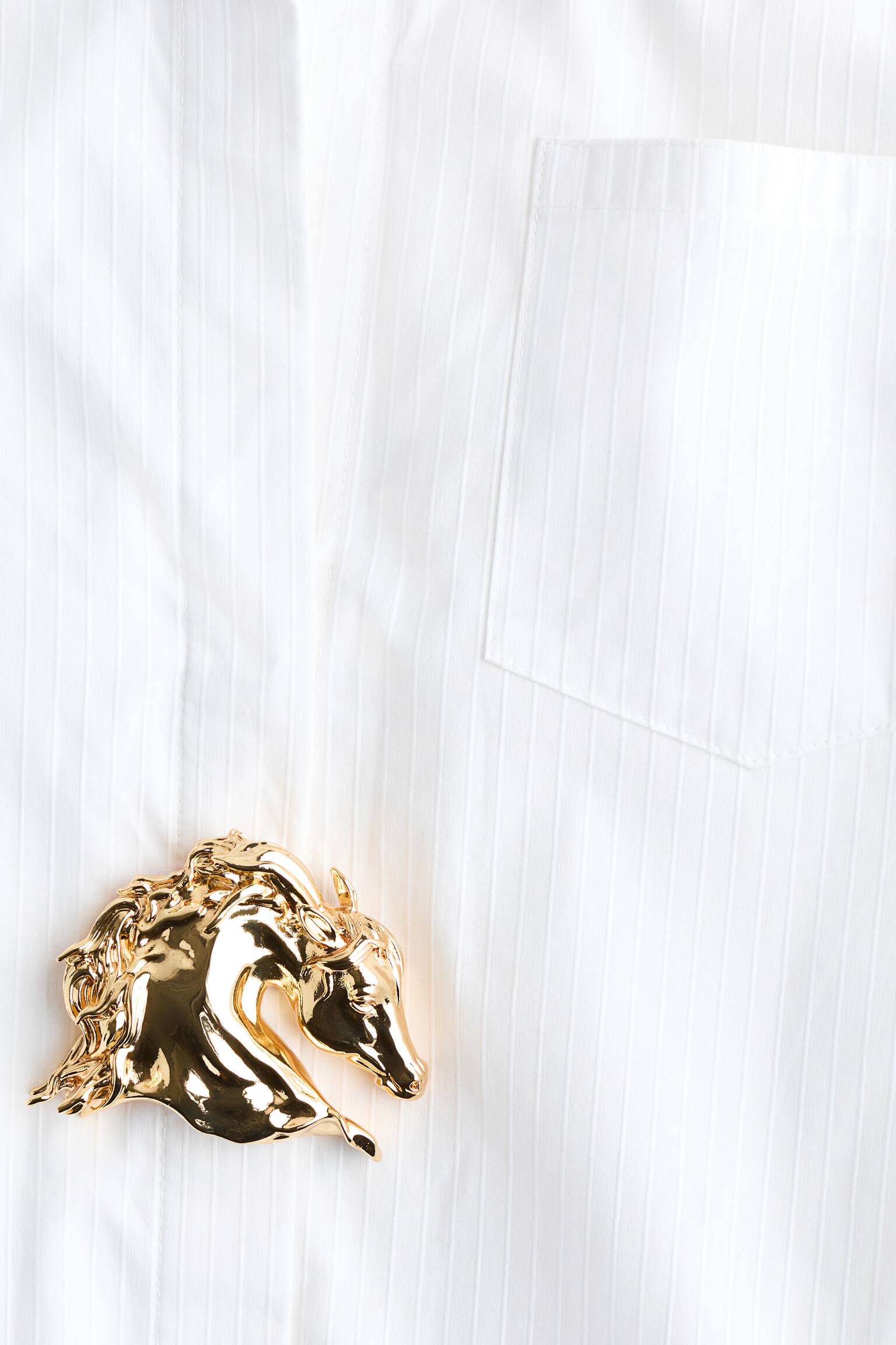 Metal-Detail Cotton Shirt - White - 5