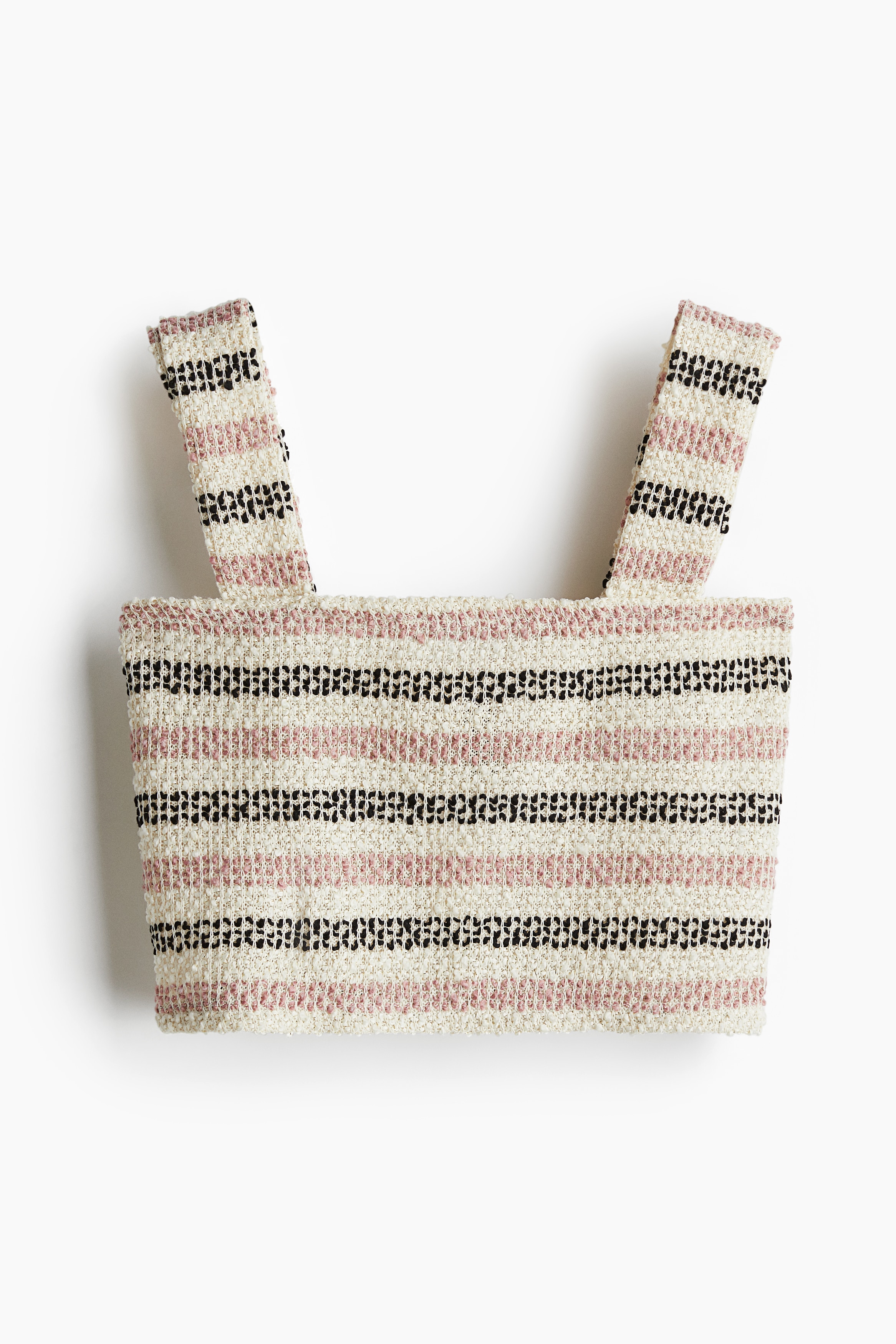 Ladies - Cream/Striped Glittery textured top - Size: M  - H&M