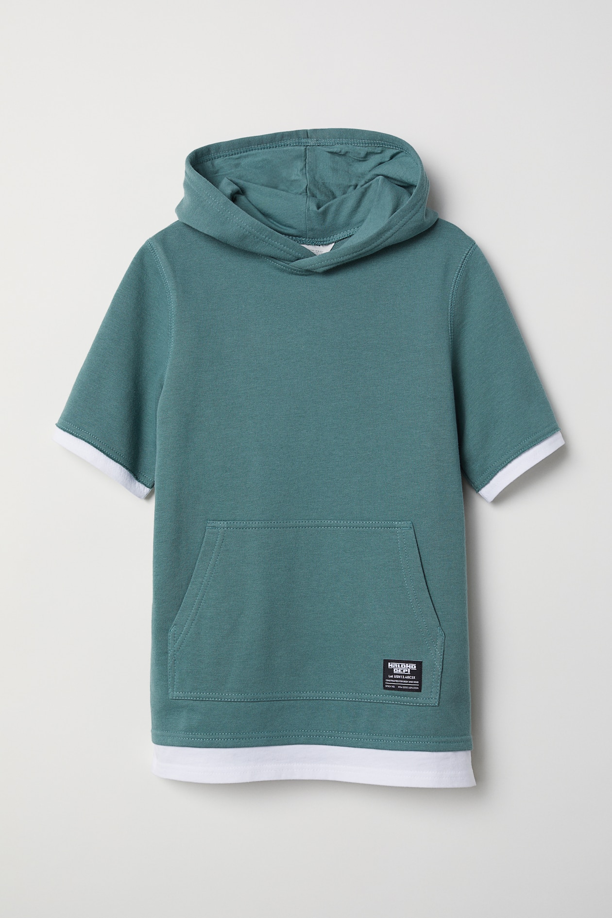 Short-sleeved hooded top Light khaki green Kids H&M IN