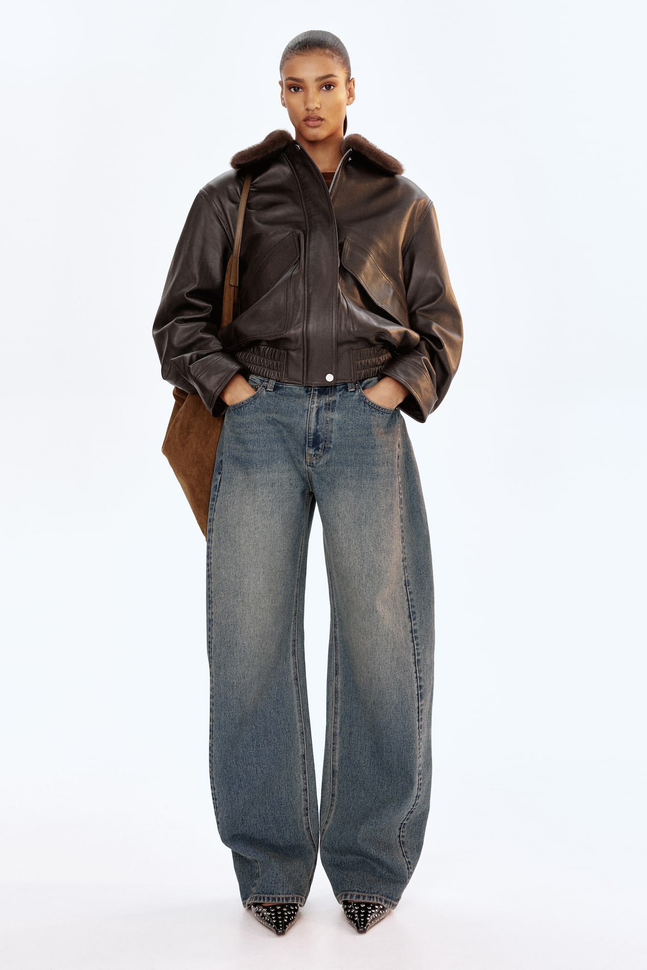 Vaquero con pernera barrel Azul denim MUJER H&M ES