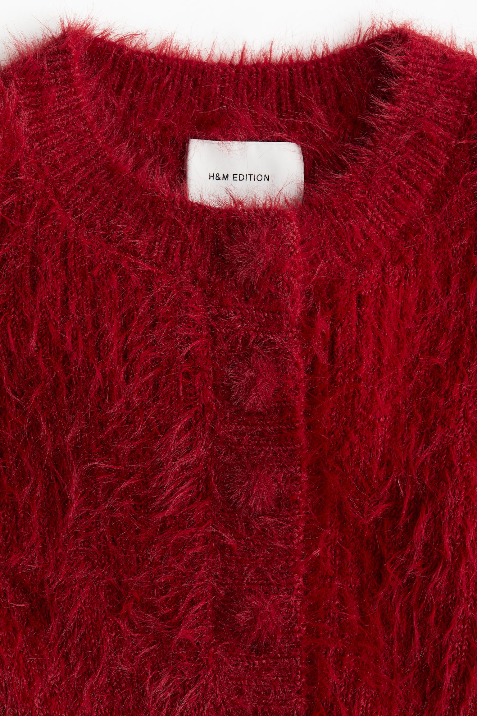 Fluffy-knit jumper - Dark red/Cream - 5